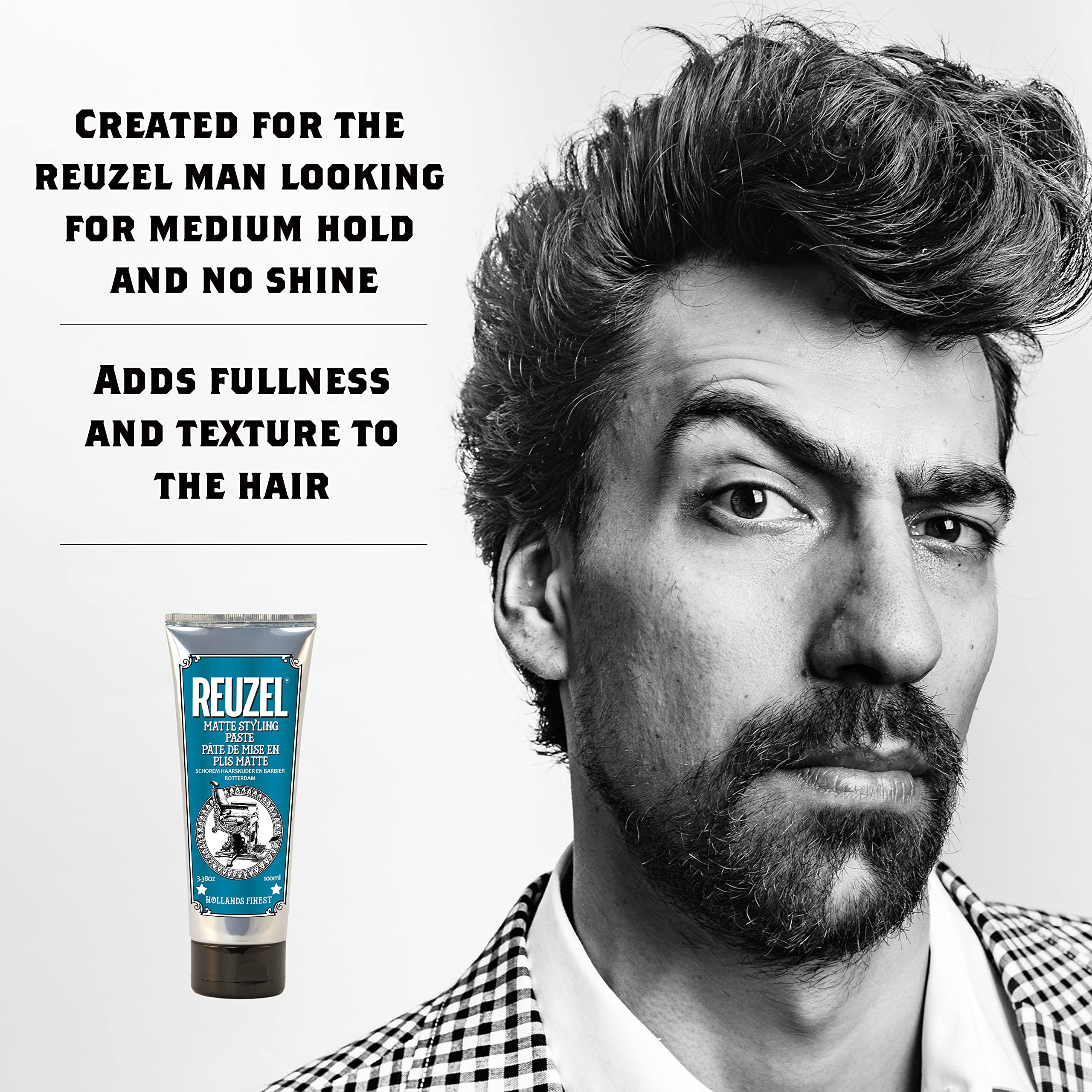 Reuzel - Matte Styling Paste For Men - Thick, Full, Pliable Medium Hold, Matte Finish - 3.38 oz