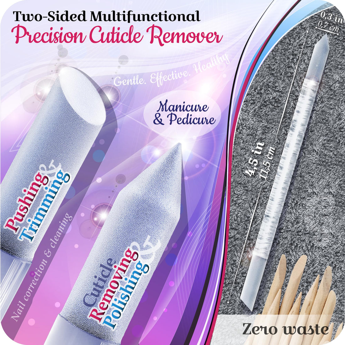 Baikal Beauty Xl Set: Professional Eu Quality Manicure Pedicure Tempered Glass Nail File Set, Double Side Different Grit, Callus Remover Spa Foot Rasp, Precision Filing Cuticle Pusher & Cutt