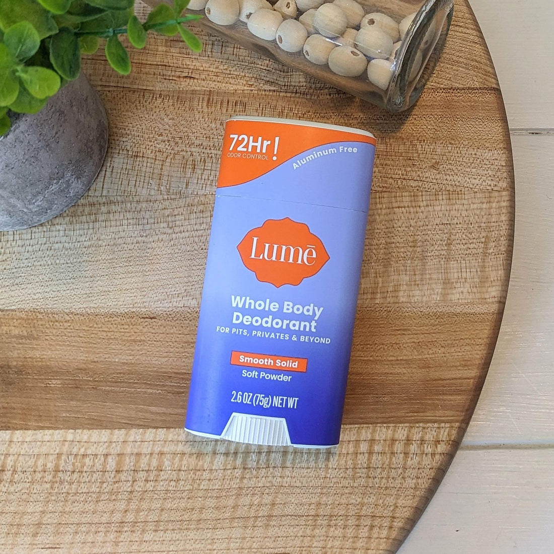 Lume Whole Body Deodorant - Smooth Solid Stick - 72 Hour Odor Control - Aluminum Free, Baking Soda Free and Skin Safe - 2.6 Ounce (Pack of 2) (Soft Powder)