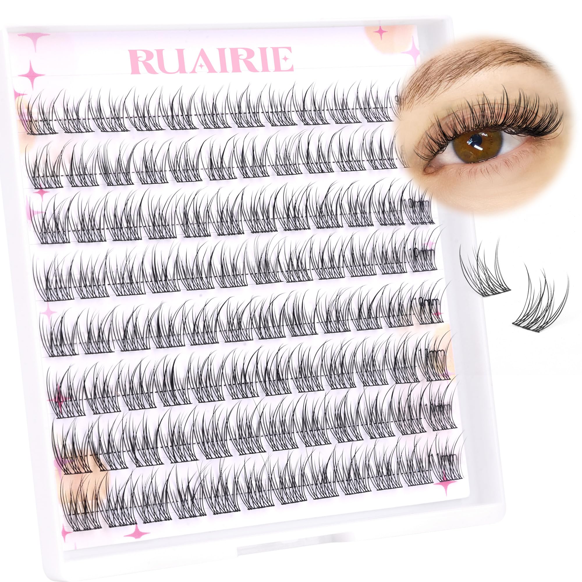 Lash Clusters Wispy Individual Lash Extensions Natural Cluster Lashes 9-11MM 96pcs DIY Eyelash Extension C-Curly Eyelash Clusters by Ruairie