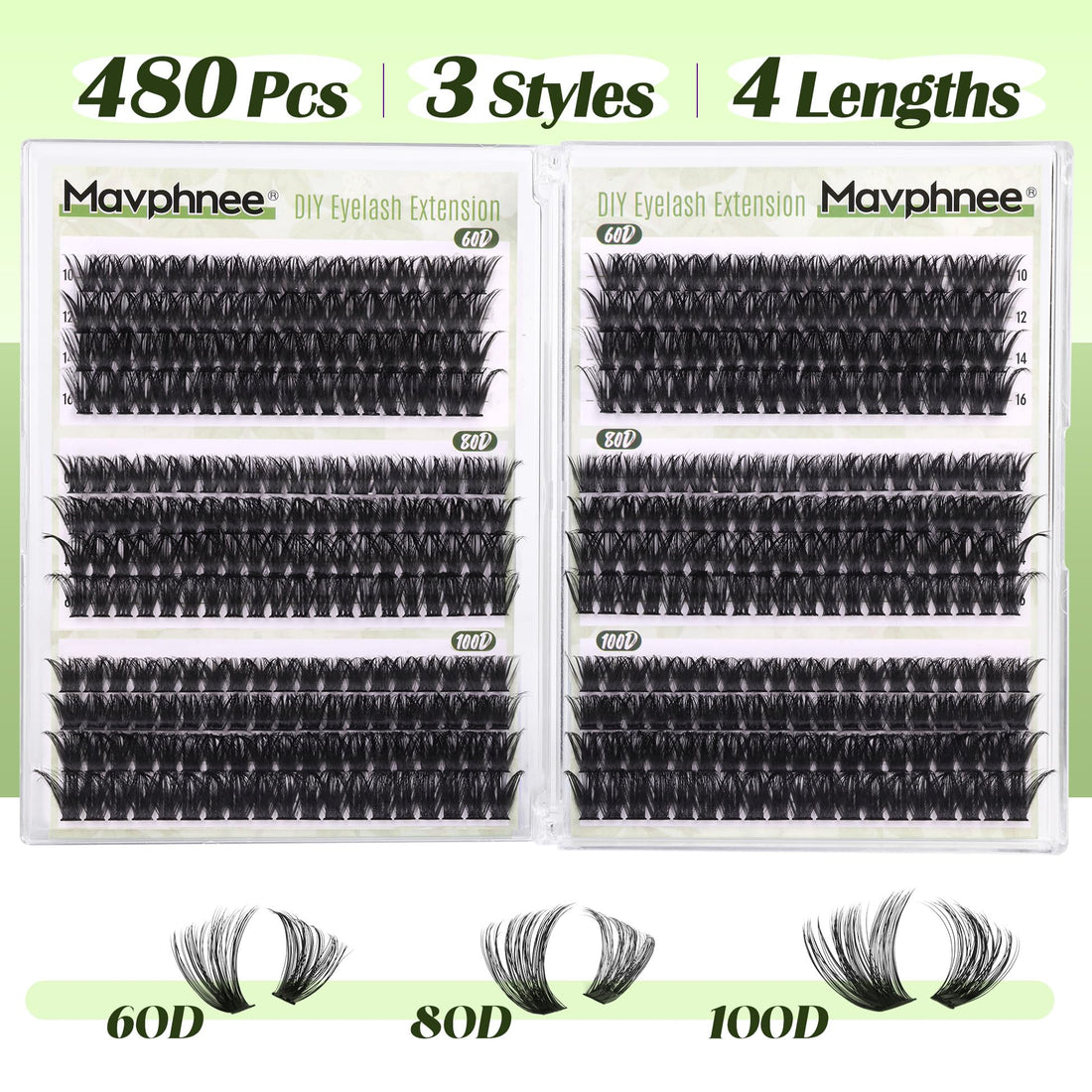 D-Curly Cluster Eyelash Extensions 480Pcs Volume Lash Extensions DIY Eyelash Extensions for Beginners Wispy Eyelash Clusters Natural Full Thick Individual Lashes Clusters (60D 80D 100D Mixed, 10-16MM)