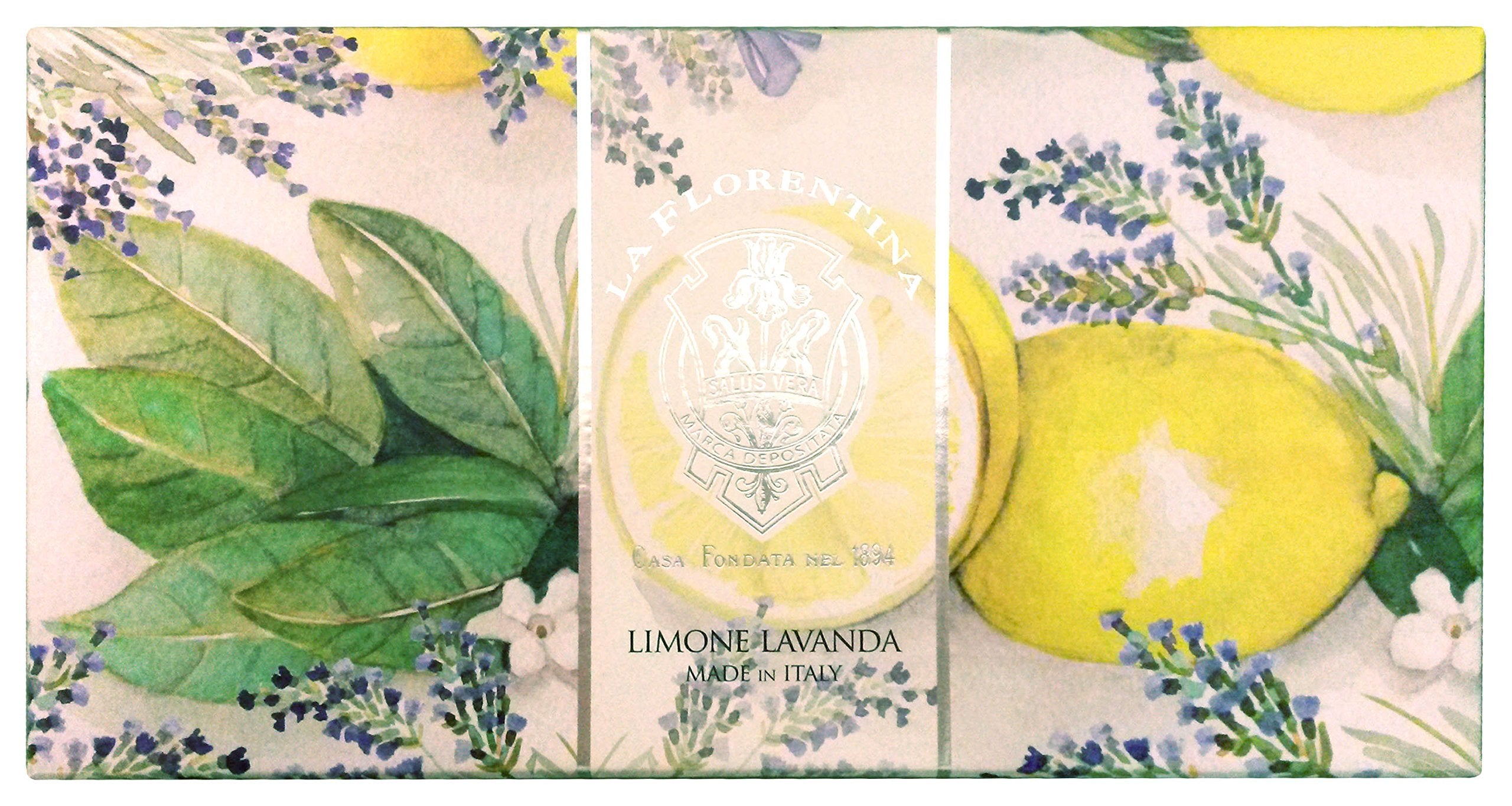 La Florentina: Limone Lavanda Bar Soaps, Lemon Lavender Scent, Bellosguardo Collection - Pack of 3 Soaps, 5.3 Ounces (150g) Each, Gift Box [ Italian Import ]