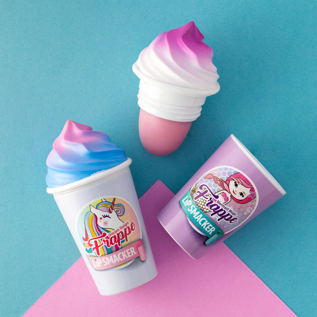 Lip Smacker Magical Frappe Collection 3 Pack Beverage Lip Balm- Unicorn & Mermaid Unicorn Delight / Mermaid Magic
