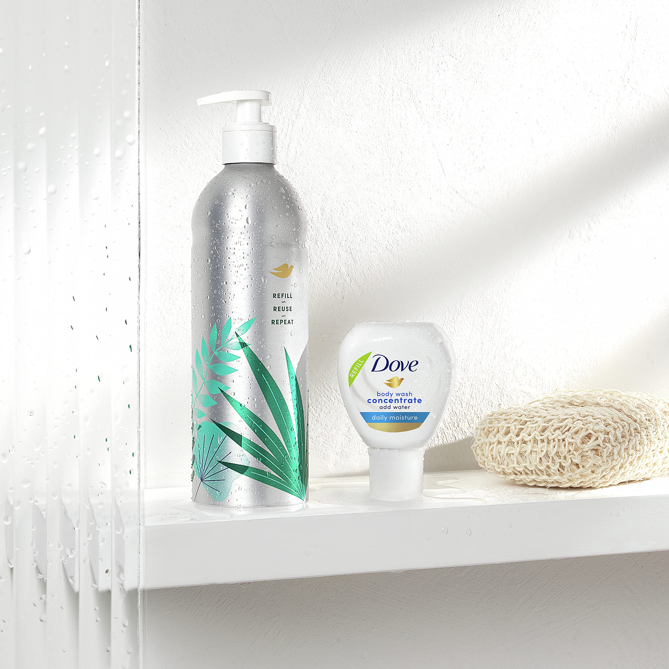 Dove Concentrate Refill for Instantly Soft Skin and Lasting Nourishment Daily Moisture Refill for use with Dove Reusable Bottle 4 fl oz (makes 16 fl oz of Body Wash) 4 count