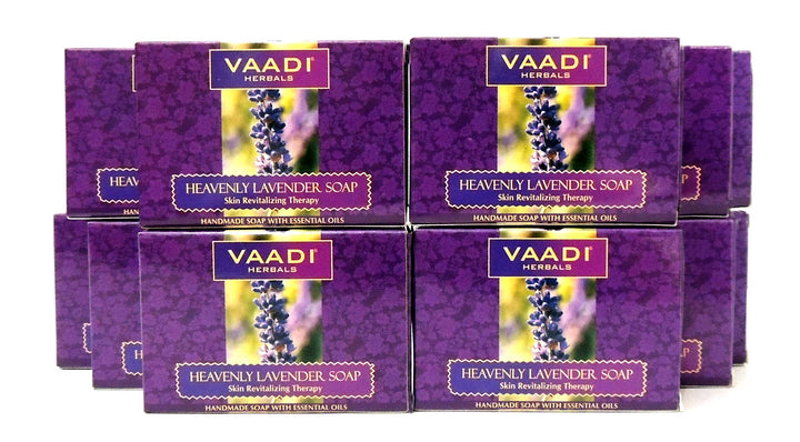 Lavender Soap with Rosemary Oil - Handmade Herbal Soap with 100% Pure Essential Oils - ALL Natural - Vaadi Herbals (Pack of 12(Regular Size) - 2 LB)