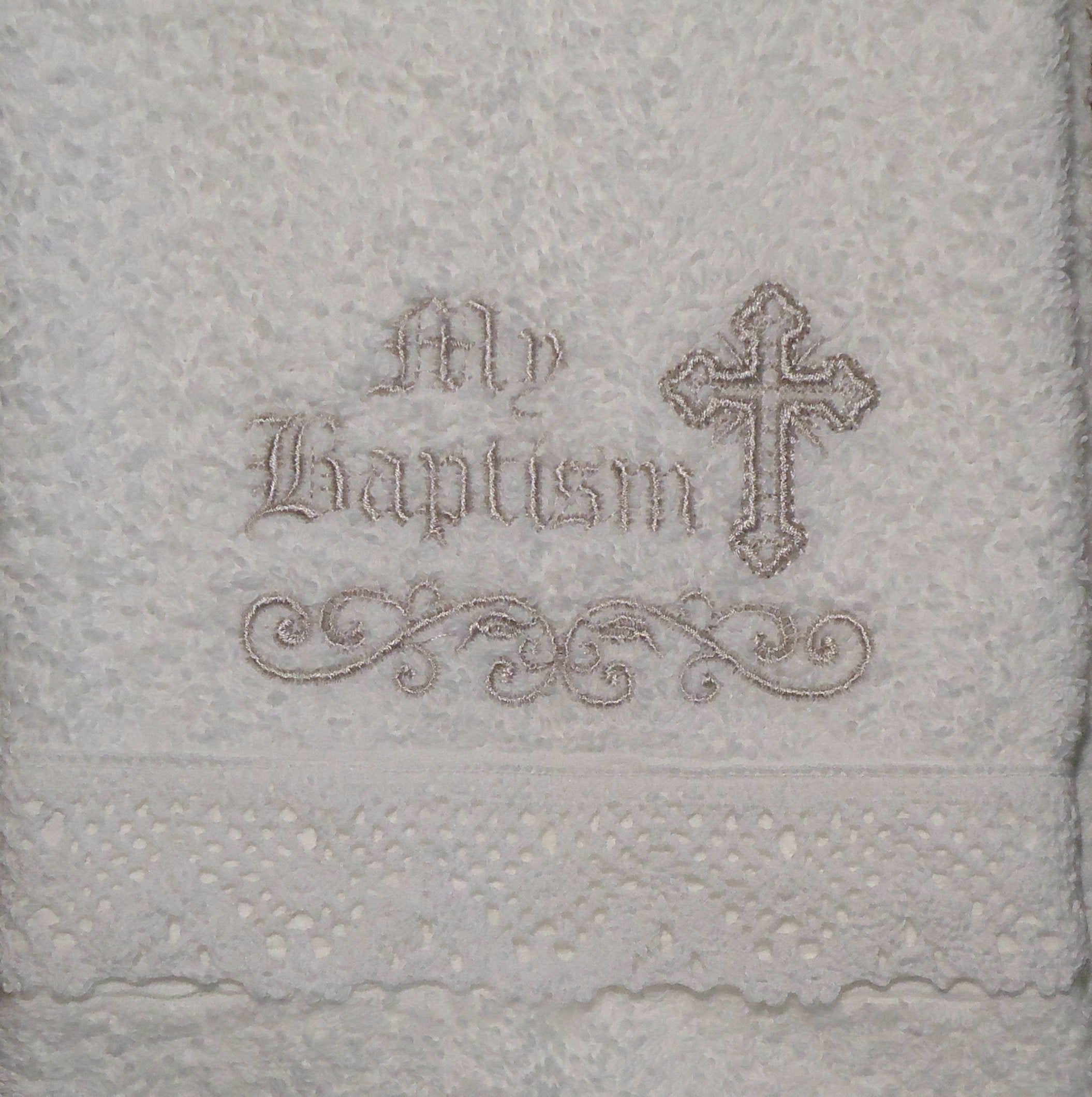 Integrity Designs Baby Baptism Towel with Embroidery and Lace