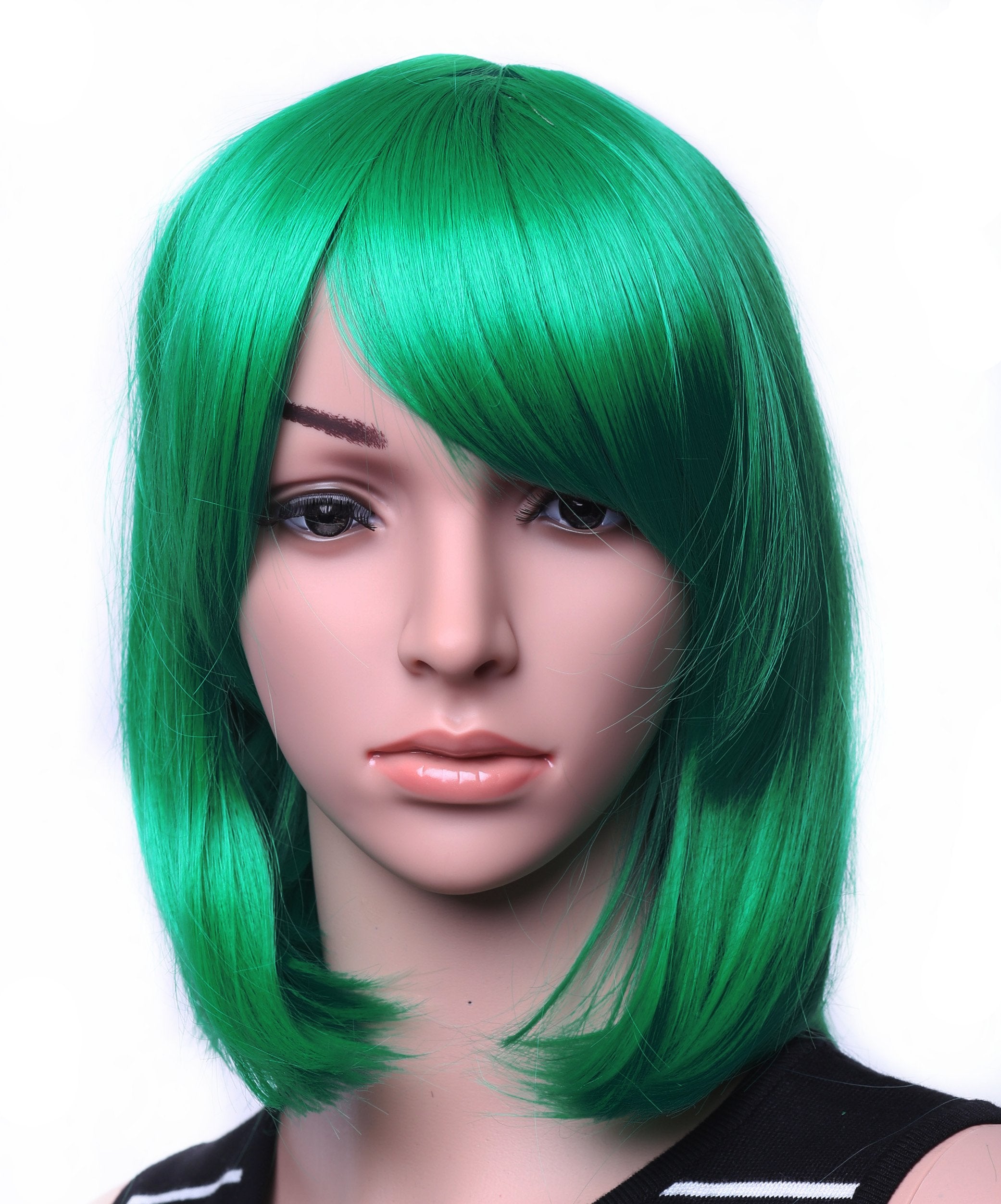 Green-04 : SWACC 11” Women Short Straight Synthetic Bob Wig Candy color Cosplay Wig Anime Costume hairpiece for Party with Wig Cap (Green-04)