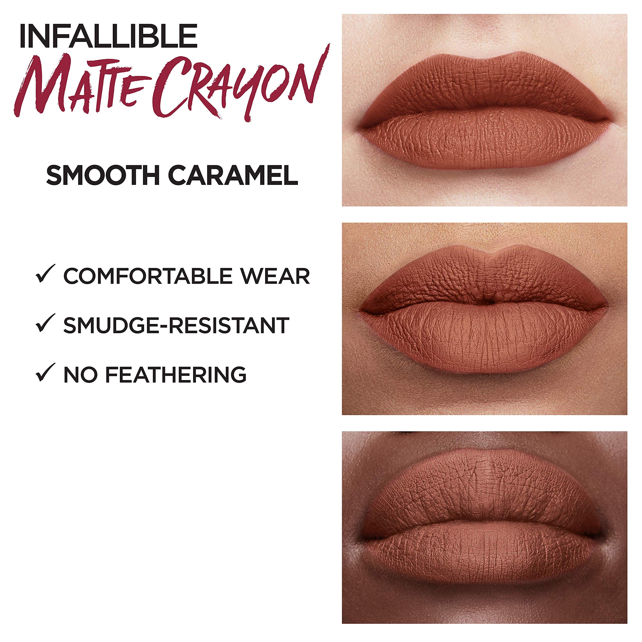 L’Oréal Paris Infallible Matte Lip Crayon, Smooth Caramel (Packaging May Vary)