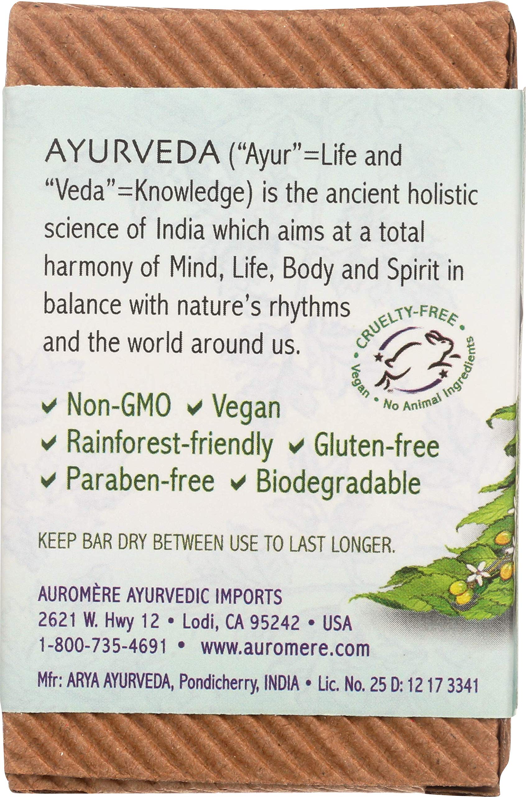 Auromere Ayurvedic Tulsi Neem Bar Soap - 2.75 Oz, Pack of 2 (image may vary)