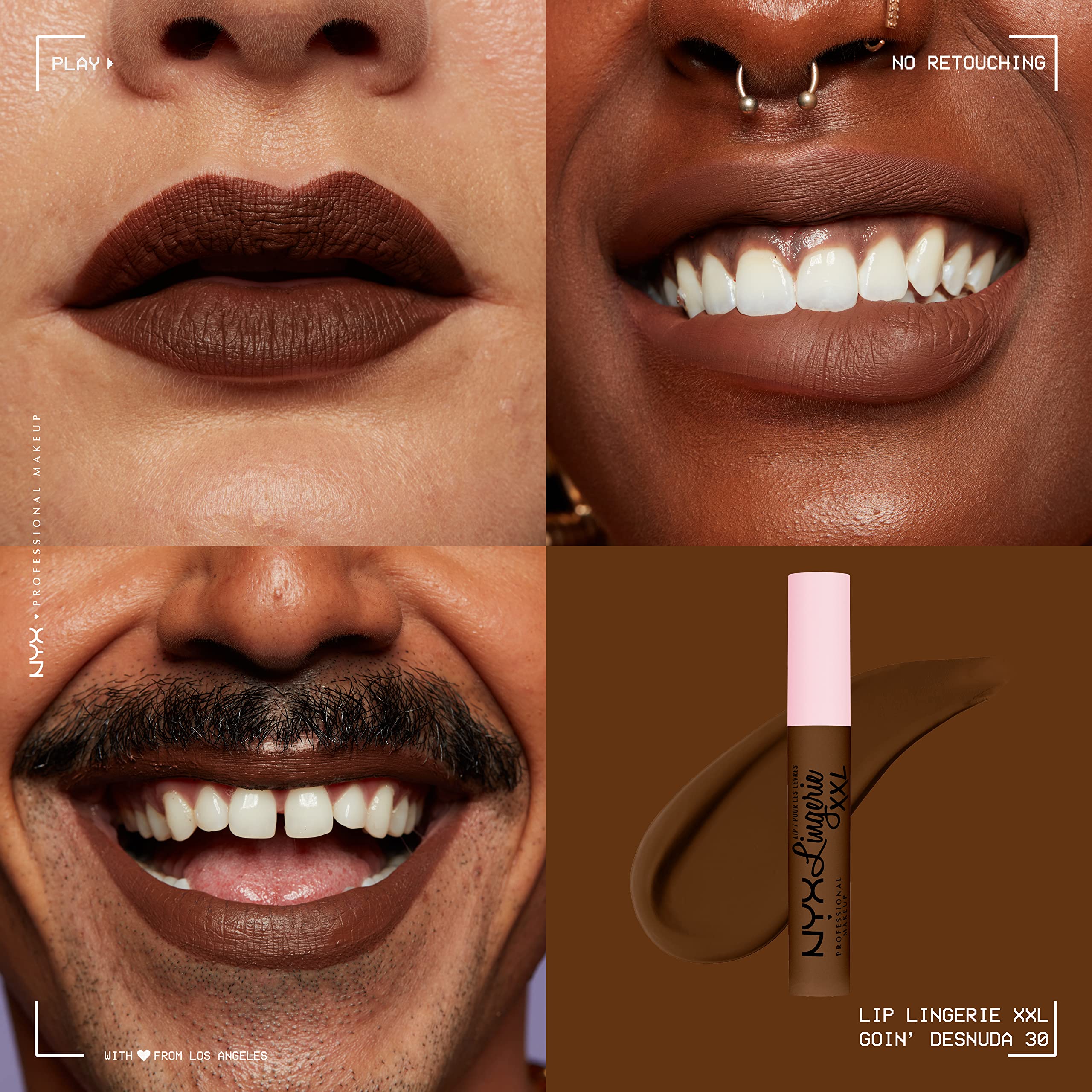 NYX PROFESSIONAL MAKEUP Lip Lingerie XXL Matte Liquid Lipstick - Goin Desnuda (Chocolate Brown)