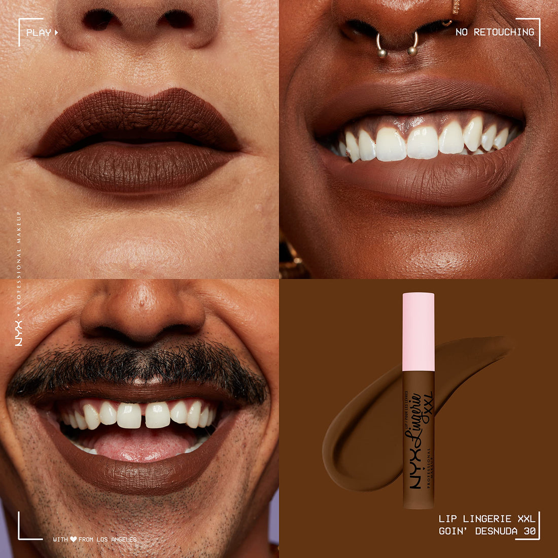 NYX PROFESSIONAL MAKEUP Lip Lingerie XXL Matte Liquid Lipstick - Goin Desnuda (Chocolate Brown)