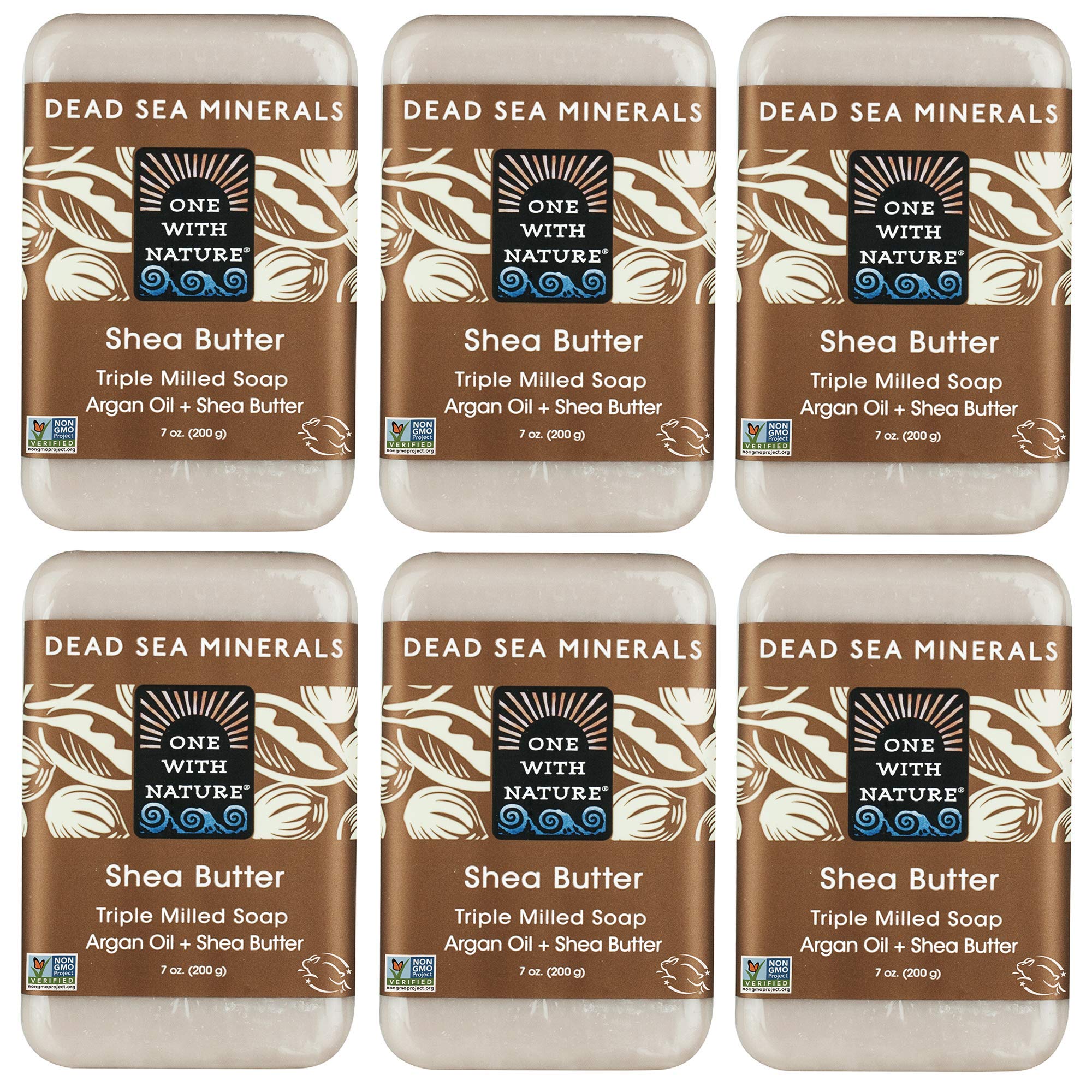 One With Nature Shea Butter Dead Sea Mineral Soap, 7 Ounce Bars (Pack of 6)