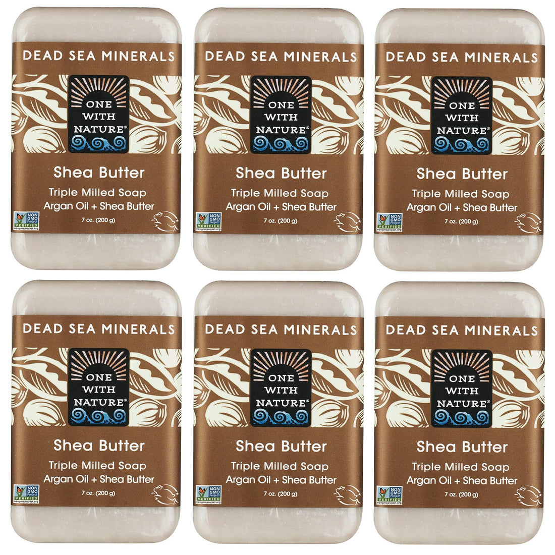 One With Nature Shea Butter Dead Sea Mineral Soap, 7 Ounce Bars (Pack of 6)
