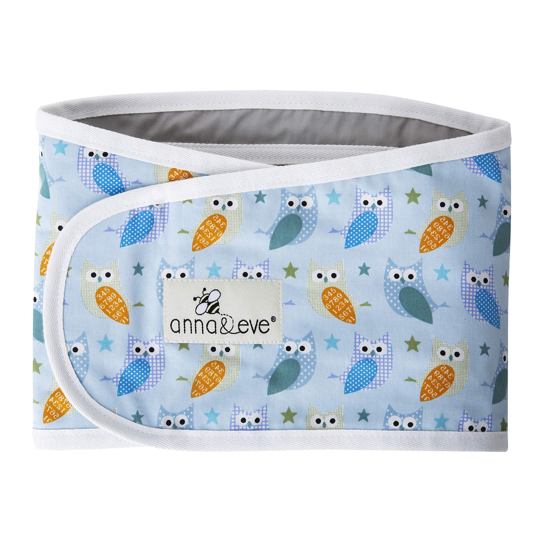 Anna & Eve - Swaddle Strap - Adjustable Arms-Only Baby Swaddle, 100% Cotton, Prevents Overheating - Large Size Fits Chest 16 to 20.5 - Owls Blue/Green