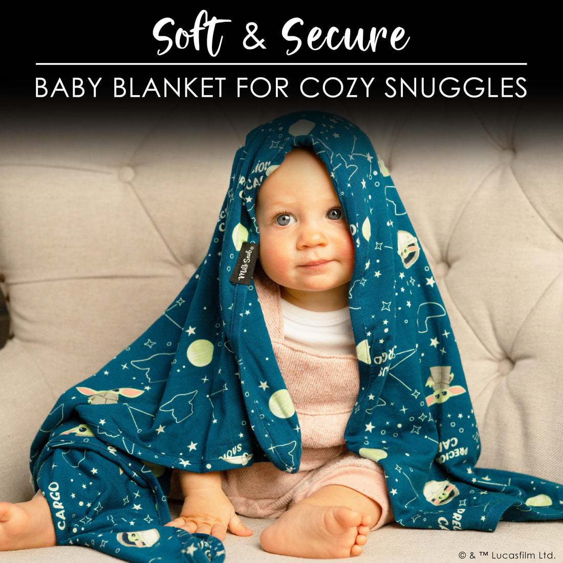 Milk Snob Star Wars The Child Baby Boy and Girl Swaddle Blanket, Soft Receiving, Security Bed and Play Blanket, Toddler and Infant Baby Bedding Registry and Shower Gifts, Newborn Essentials, 35x35