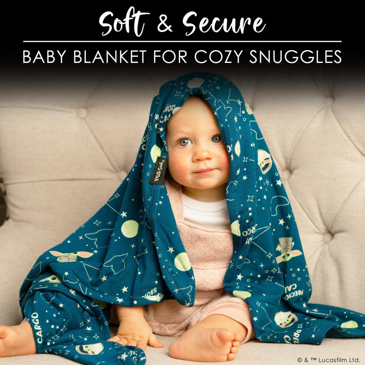 Milk Snob Star Wars The Child Baby Boy and Girl Swaddle Blanket, Soft Receiving, Security Bed and Play Blanket, Toddler and Infant Baby Bedding Registry and Shower Gifts, Newborn Essentials, 35x35