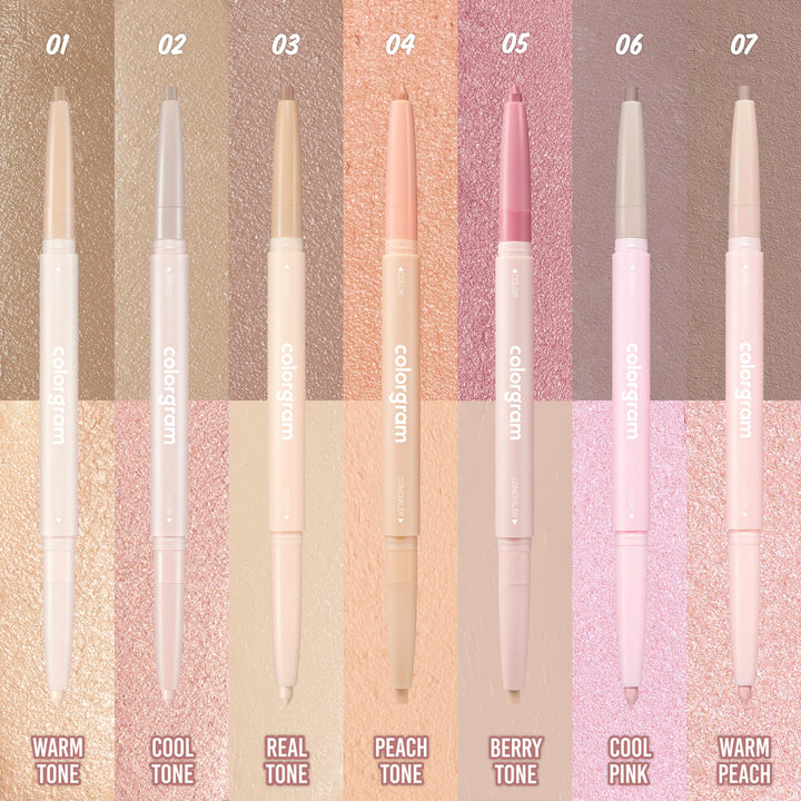 COLORGRAM Under Eye Highlighter Stick - 04 Peach | Silky-Smooth Long-Lasting Highlighter & Contouring Stick for Smudge-Proof, Shining Daily Makeup | K-Beauty Face Highlighters & Luminizers