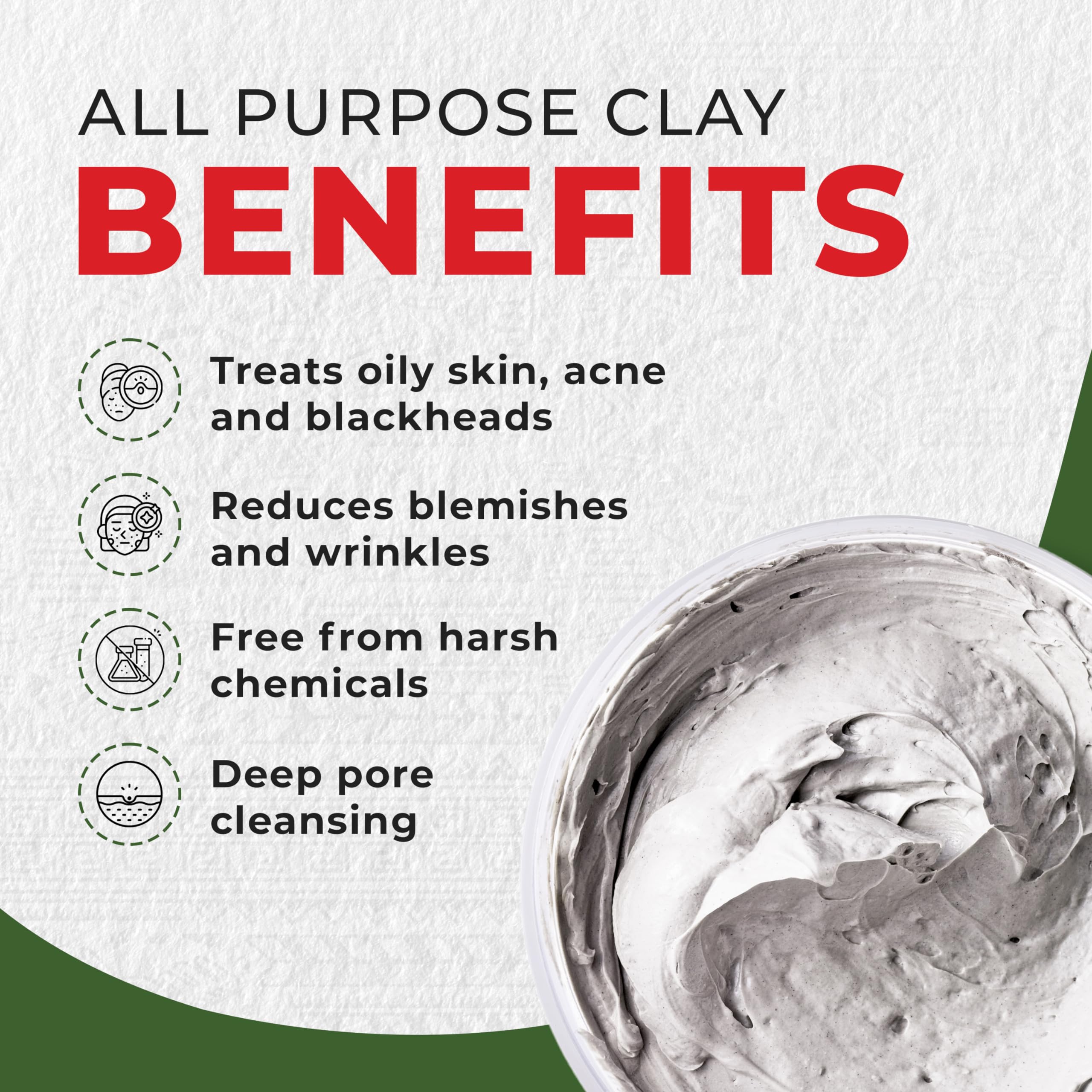 Mayan Magic Mud Powerful Deep Pore Cleansing White Kaolin Clay - Natural Face Mask Peel For Men And Women - USA Made Full Facial Skin Care - Spa Level Beauty Products That Cleanse Skin - 16 Oz