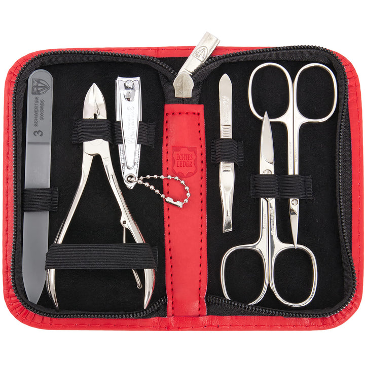 THREE SWORDS - Exclusive 6-Piece MANICURE - PEDICURE - GROOMING - NAIL CARE set / kit / case - Made in Solingen / Germany (213907)