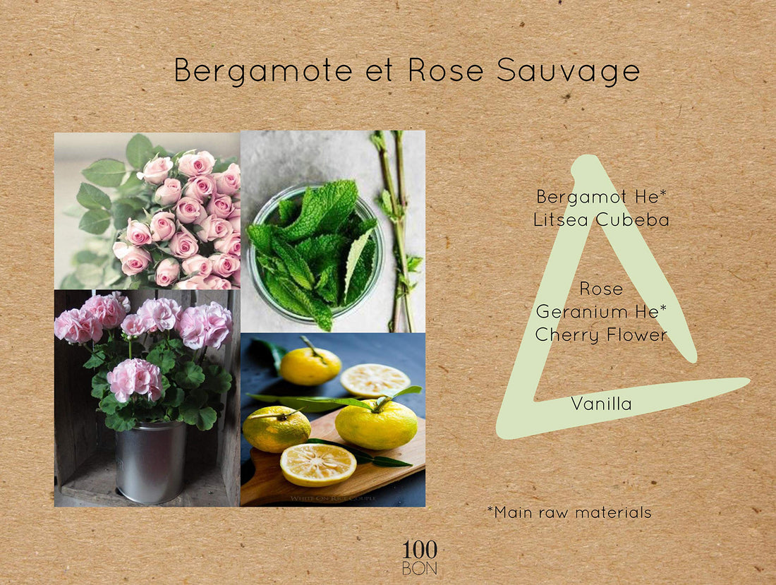 100BON Bergamote & Rose Sauvage ââ‚¬â€œ Bergamot & Wild Rose Fragrance for Women & Men ââ‚¬â€œ Invigorating Organic Fragrance with Spicy, Citrus & Rose Water Fragrance - 100% Fragrance Spray, 0.5 F