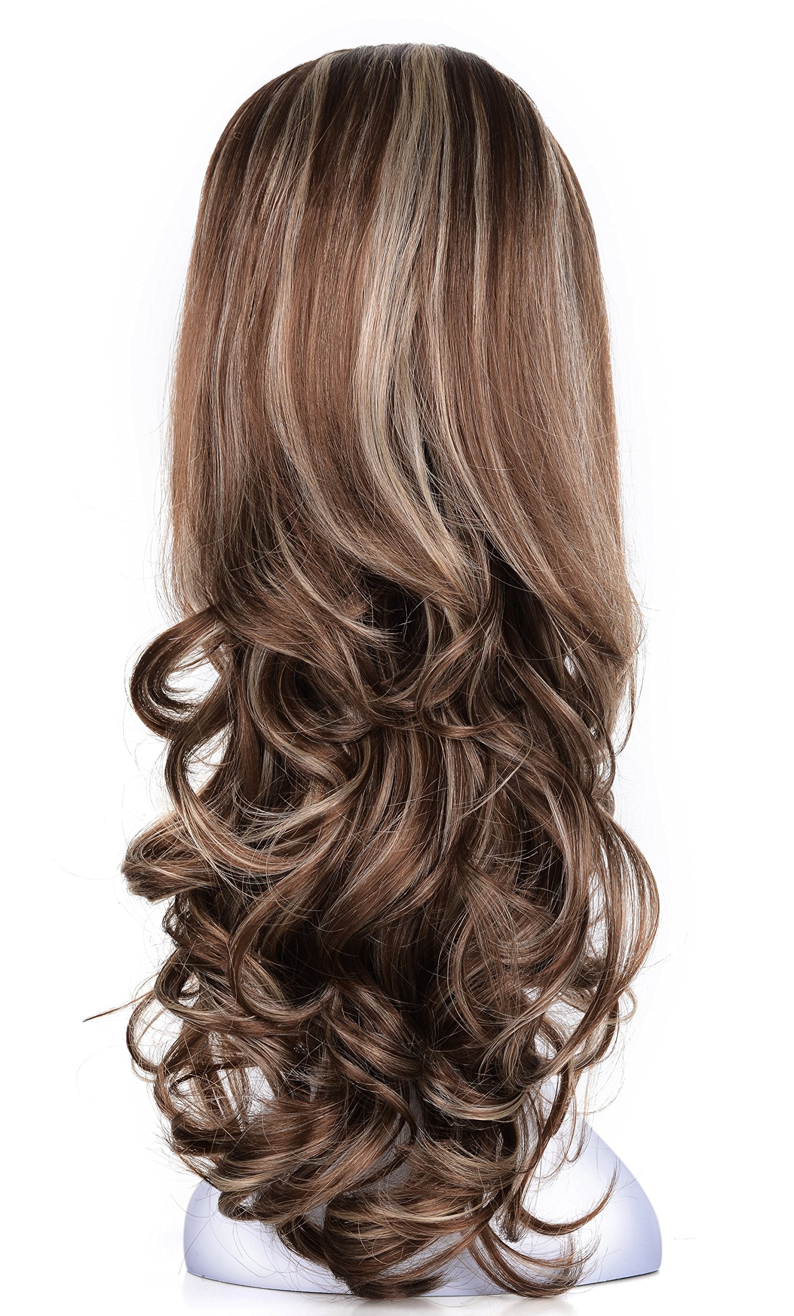 R1224B : OneDor 23 Curly 3/4 Ladies Half Wig Kanekalon Hair Synthetic Wigs with Comb on a Mesh Head Cap (R1224B)