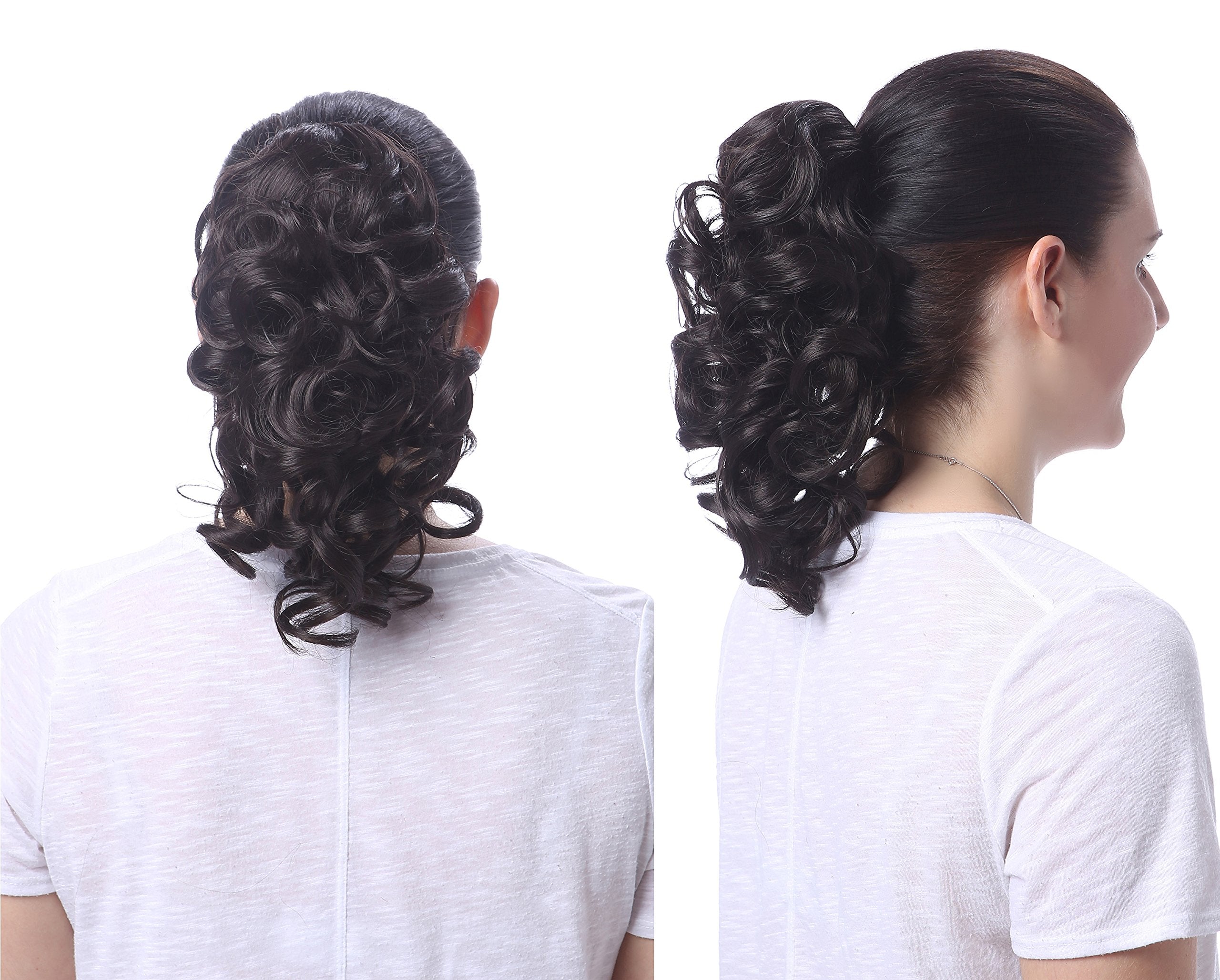 24H613 : Onedor 12 Curly Synthetic Clip In Claw Ponytail Hair Extension Synthetic Hairpiece 115g with a jaw/claw clip (24H613)