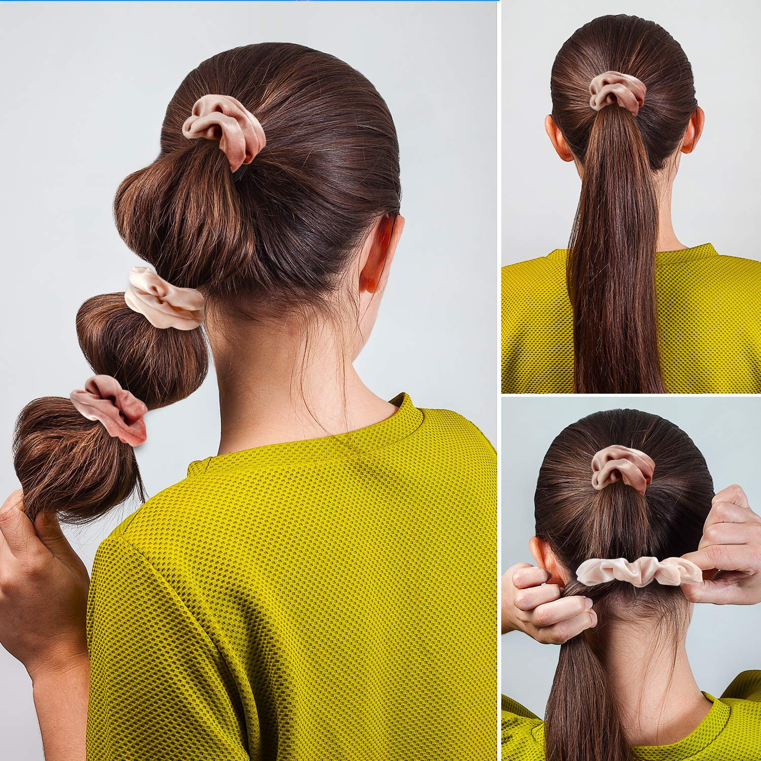 Whaline Blush Theme Hair Scrunchies Velvet Elastics Pink Lovers Scrunchy Bobbles Soft Hair Bands Hair Ties Hair Accessories For Women Or Girls (12 Blush)