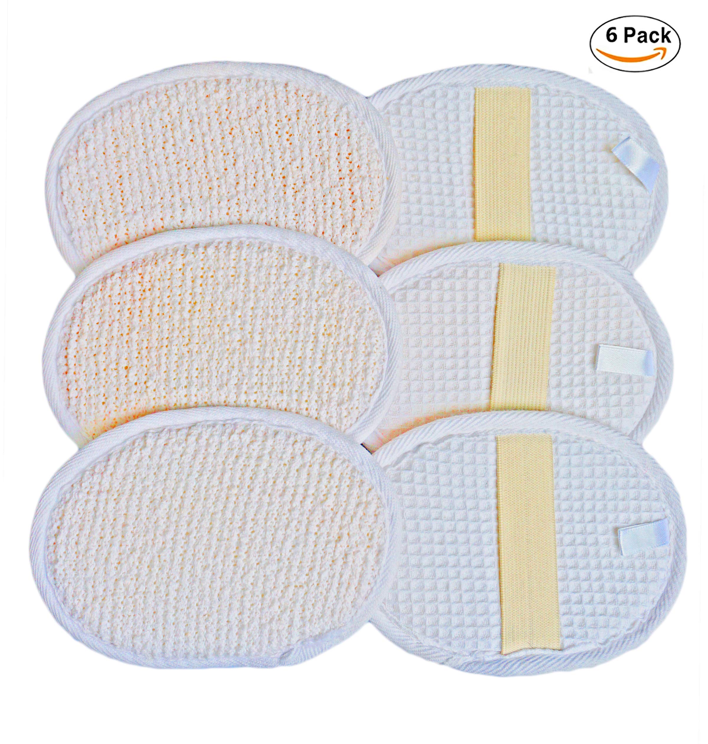 Tang Karrey 6Pack (Large 6.3X4.3 Inches) Exfoliating Face Body Pad (100% Cotton Terry) Cloth Materials Loofah Sponge Scrubber Brush Close Skin For Men And Women When Bath Spa And Shower