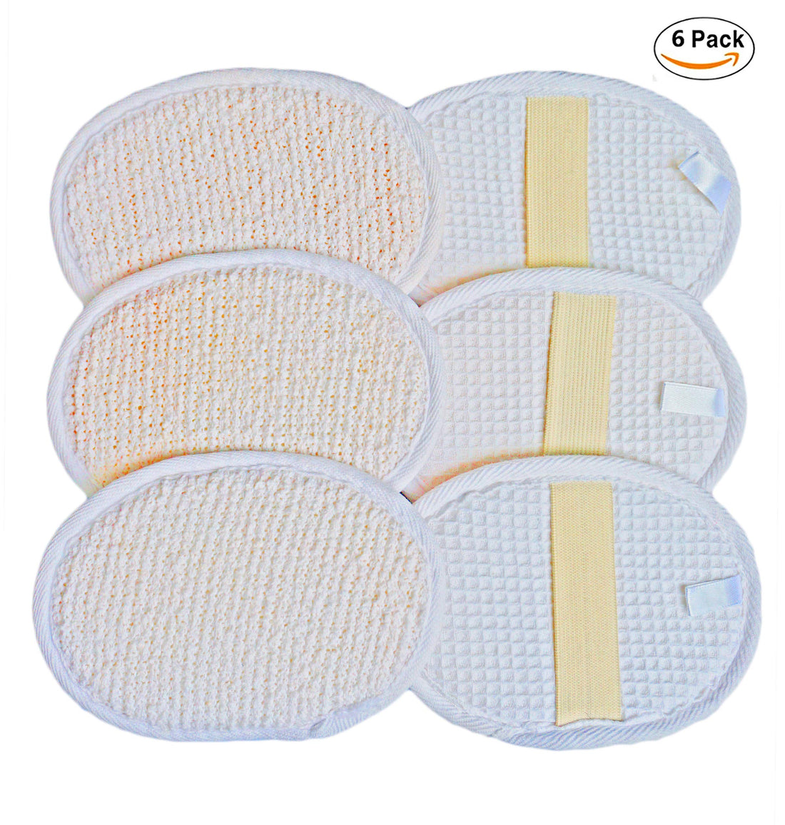 Tang Karrey 6Pack (Large 6.3X4.3 Inches) Exfoliating Face Body Pad (100% Cotton Terry) Cloth Materials Loofah Sponge Scrubber Brush Close Skin For Men And Women When Bath Spa And Shower