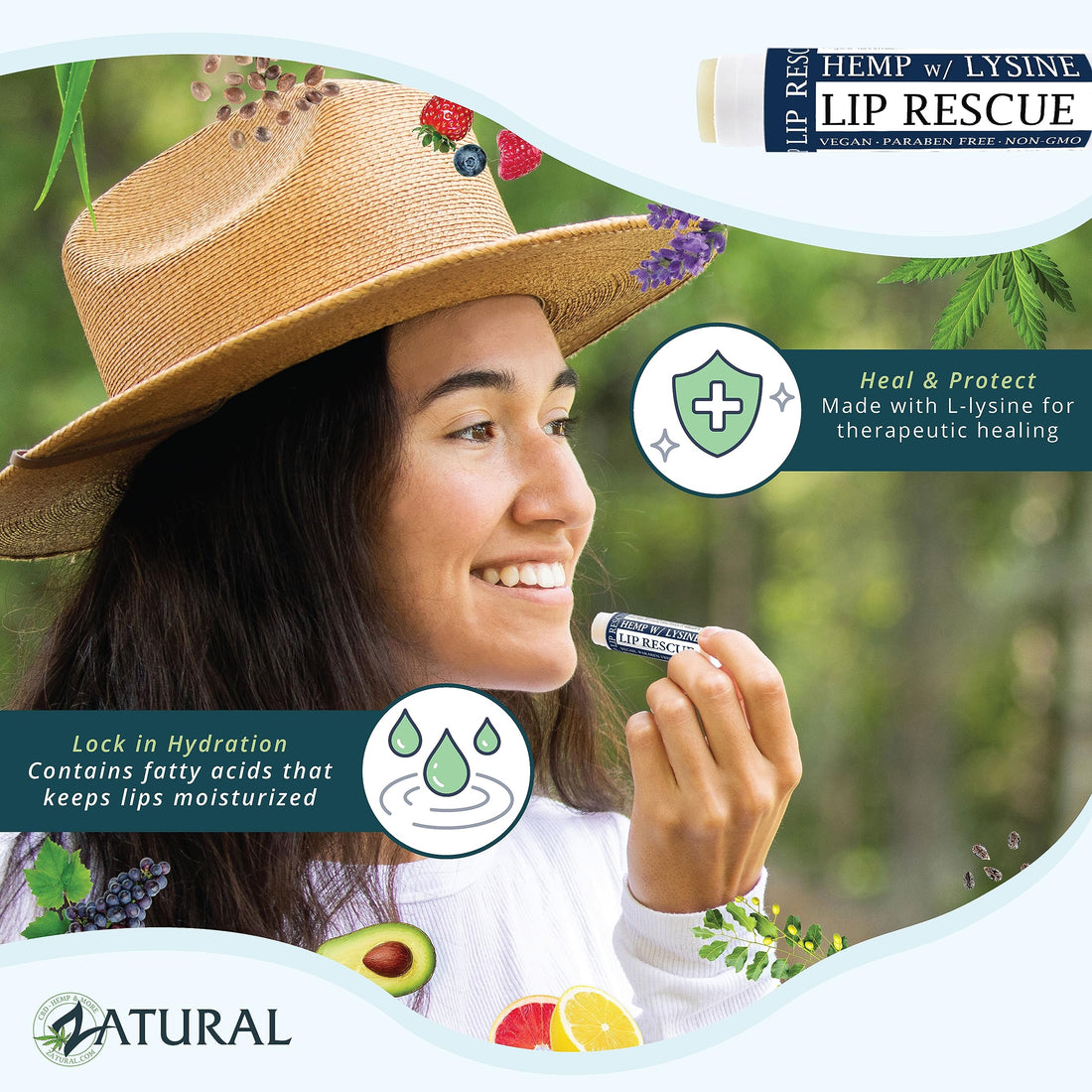 Hemp Lip Balm with L-Lysine-Heal, Moisturize, Protect (3)