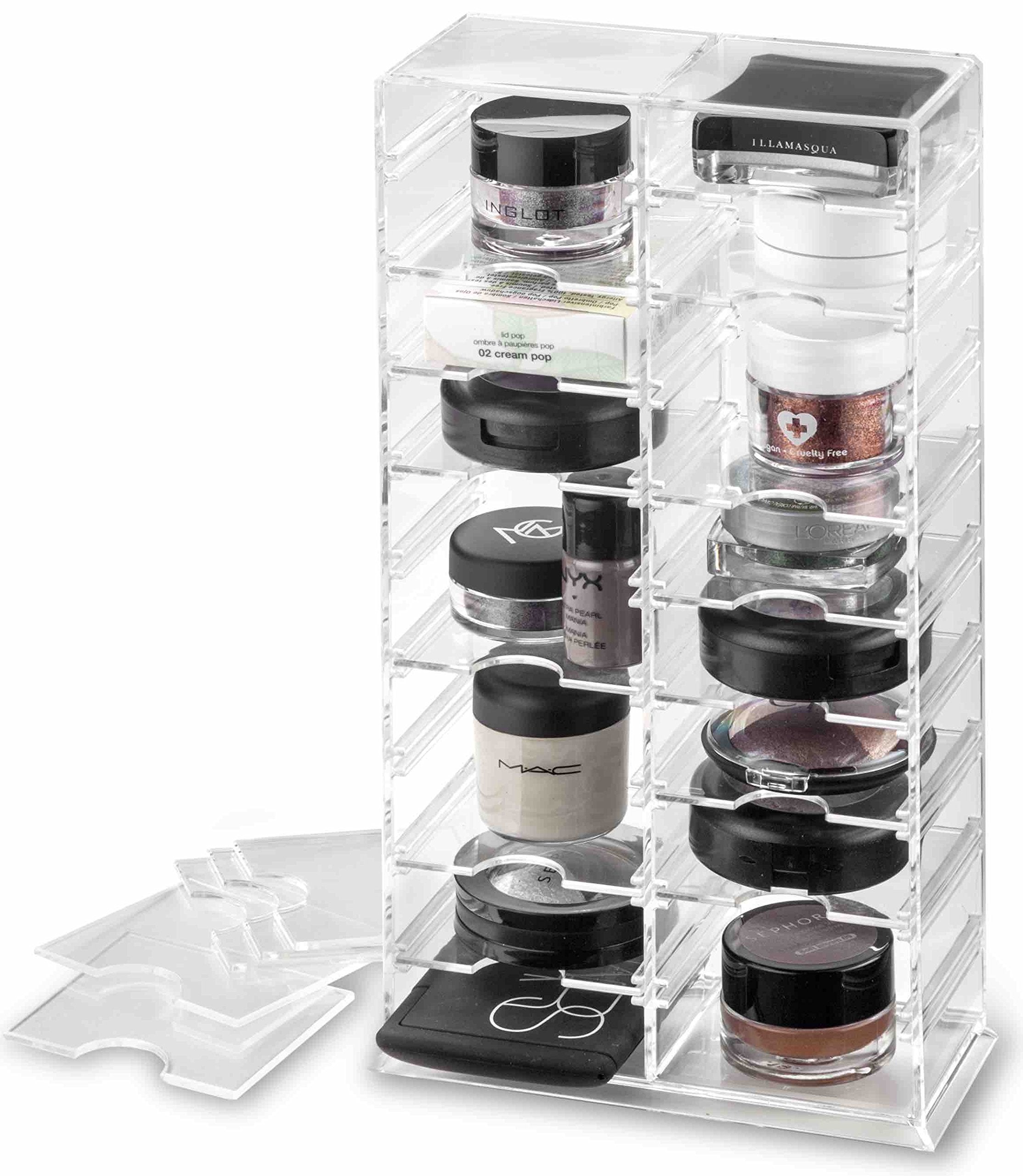 byAlegory Acrylic Makeup Stand Organiser With Removable Dividers | 20 Spaces Designed To Stand & Lay Flat