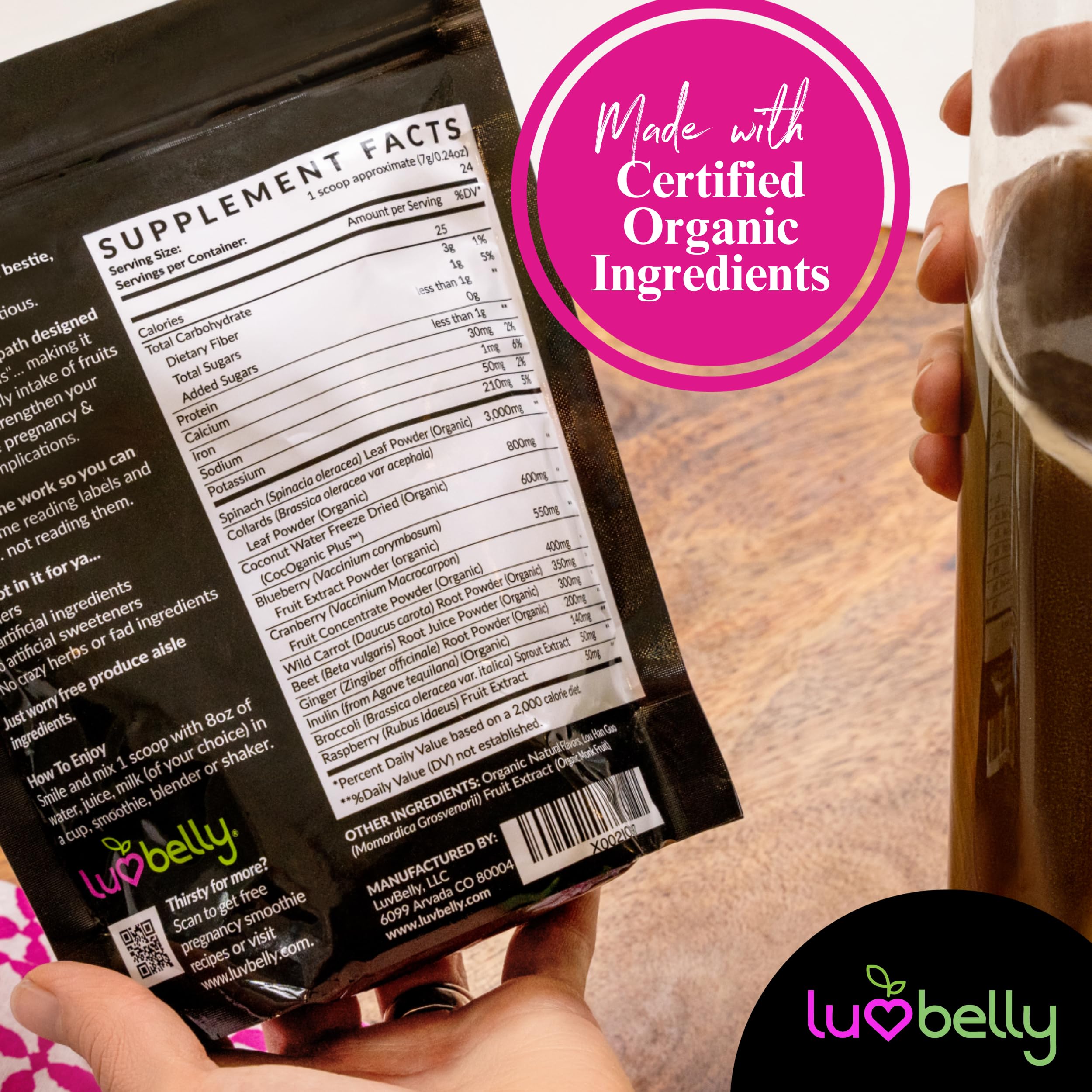 Greens for Pregnant Women - Safe Prenatal Greens Powder - OBGYN Approved Fertility & Pregnancy Supplements - Organic Pregnancy Green Powder - Yummy Prenatal Energy & Hydration Drink Mix - 24 Servings