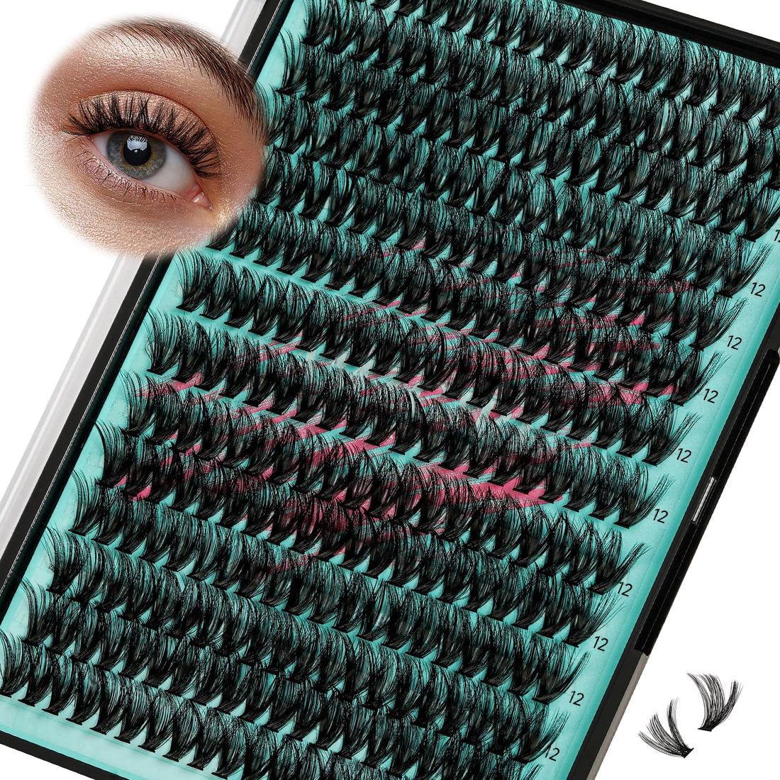 Lash Clusters Wispy 280PCS Eyelash Extension 70D Cluster Lashes Individual Lashes DIY Lash Extension Natural Look Cluster Eyelash Extensions Soft False Eyelashes at Home for Beginners(12mm)