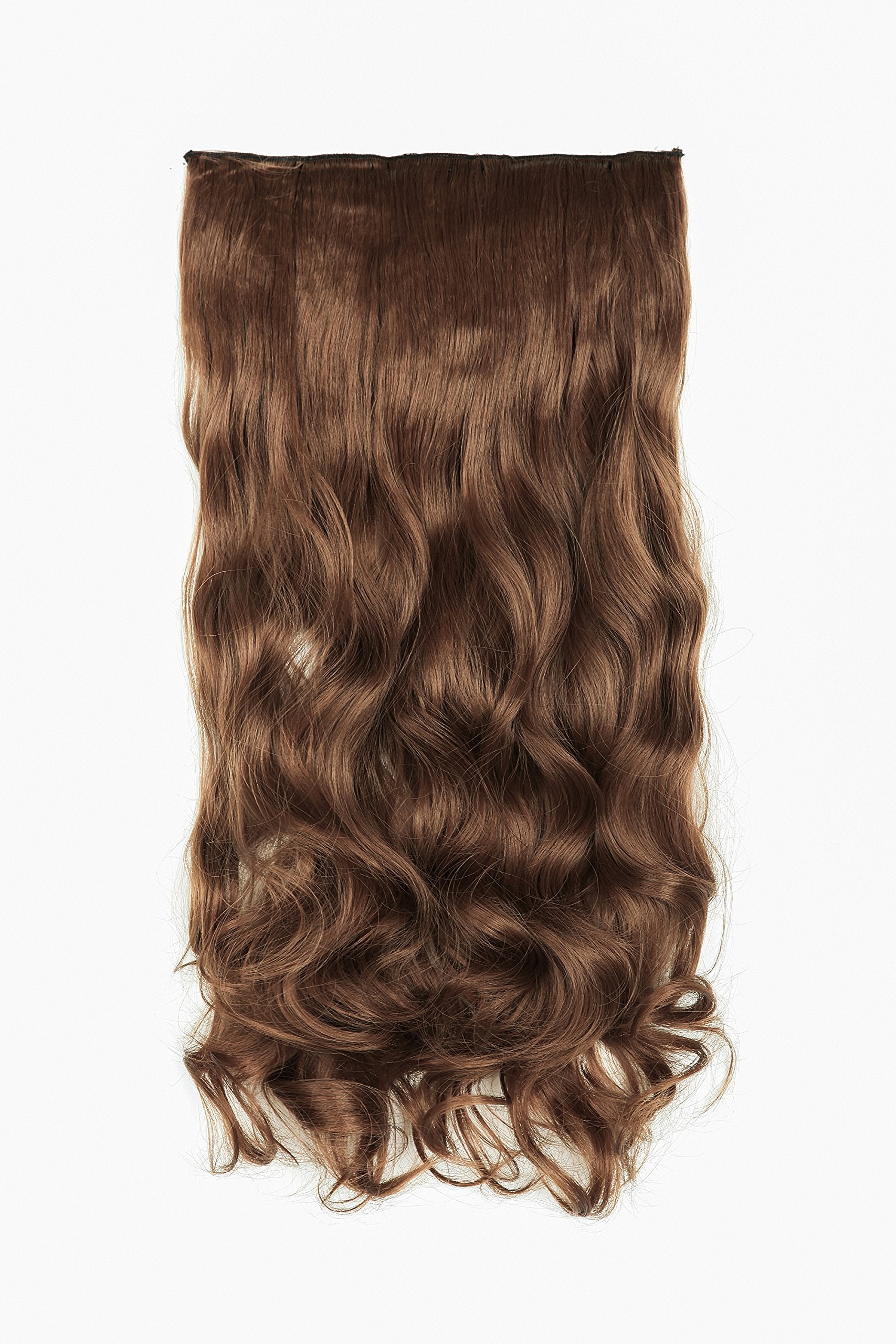 SWACC 20 Women 3/4 Full Head Instant One Piece Curly Body Wave Heat Resistance Synthetic Clip in Hair Extension (Dirty Brown-12#)