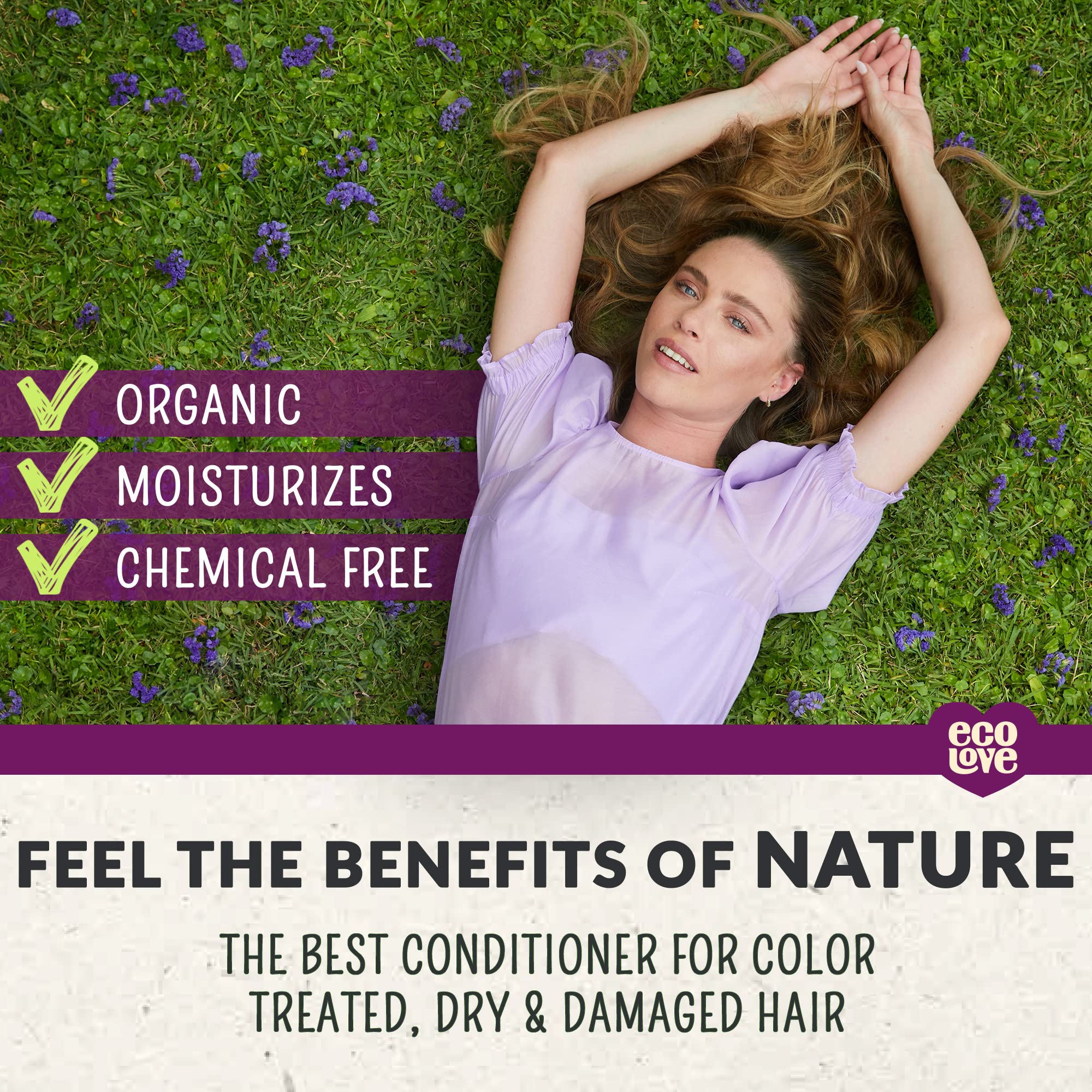 Purple : ecoLove Purple Collection Conditioner for colored and very dry hair - Blueberry, Grape & Lavender. 100% VEGAN (17.6 Oz)