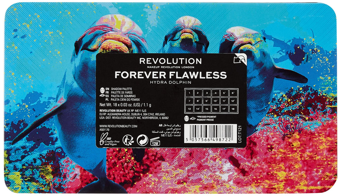 Makeup Revolution, Forever Flawless, Eyeshadow Palette, Hydra Dolphin, 19.8g
