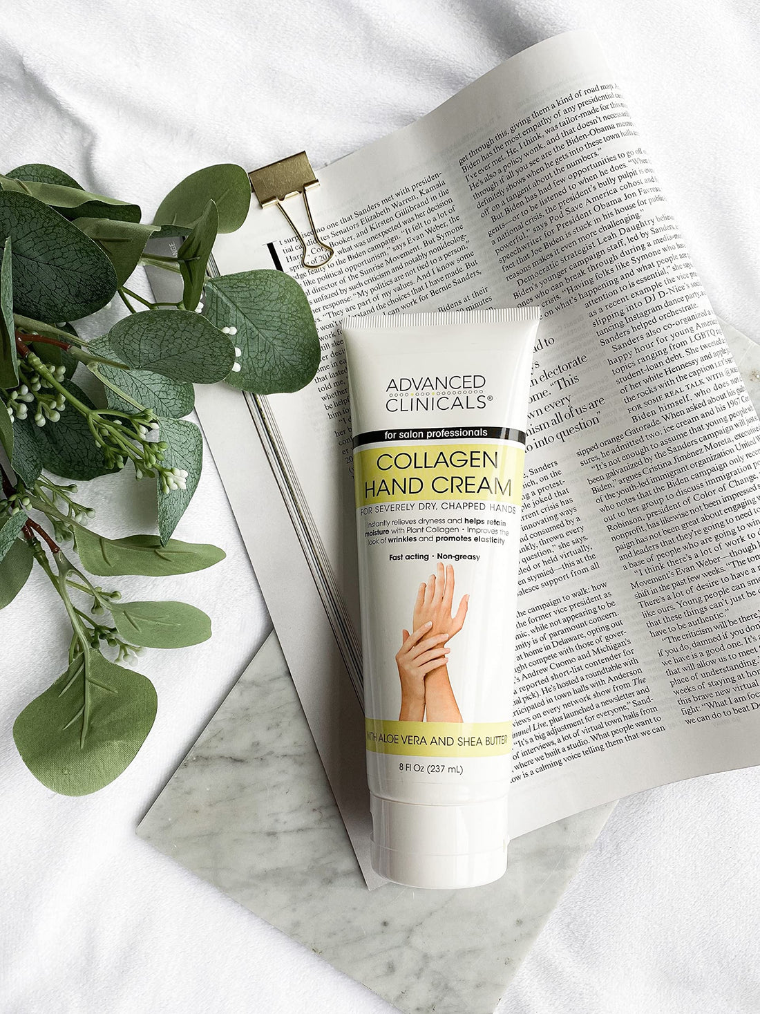 Advanced Clinicals Collagen Hand & Body Cream Skin Care Moisturizer Lotion For Dry Cracked Skin. Soothing & Hydrating Plant Collagen Lotion W/Aloe Vera, Green Tea, & Shea Butter, Large 8 Fl Oz