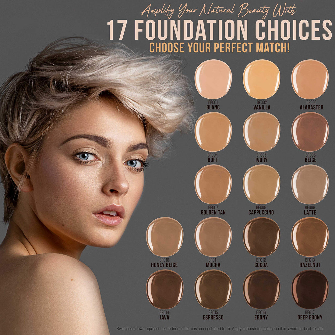 Belloccio All 17 Airbrush Makeup Shades Foundation Set by Belloccio
