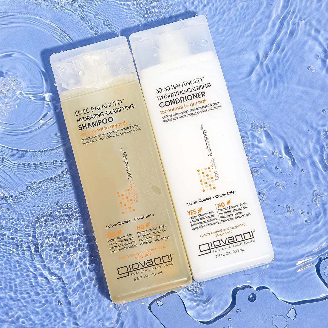 Giovanni 50:50 Balanced Shampoo and Conditioner Set - Clarifying Shampoo for Women & Men, Cleansing for Damaged, Frizzy Hair, Moisturizing Conditioner for Soft, Smooth Hair - 8.5 Fl Oz Each (1 Set)