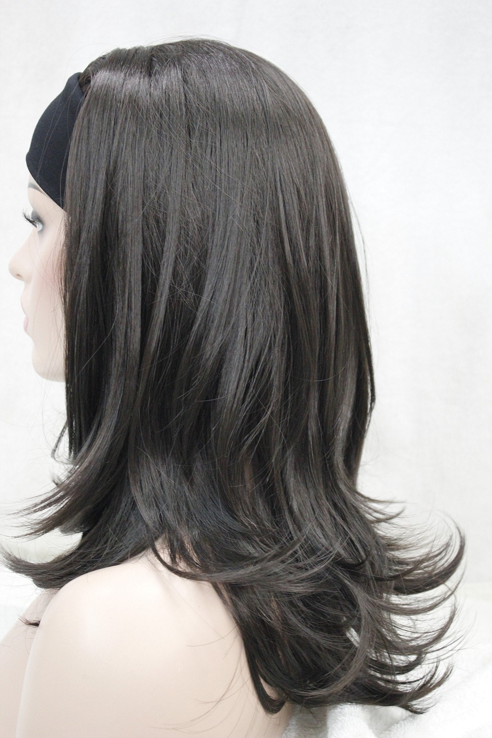 4# Dark Brown: Lydell Long Straight Wave Headband Synthetic Wigs (#4 Dark Brown)