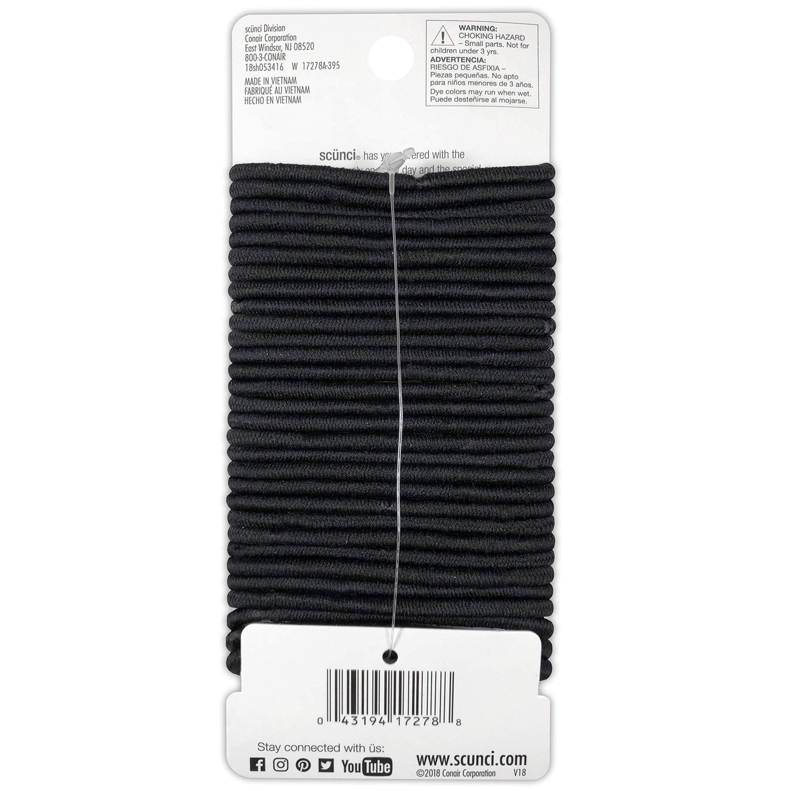 Scunci Black Elastic Hair Bands - 30 Count