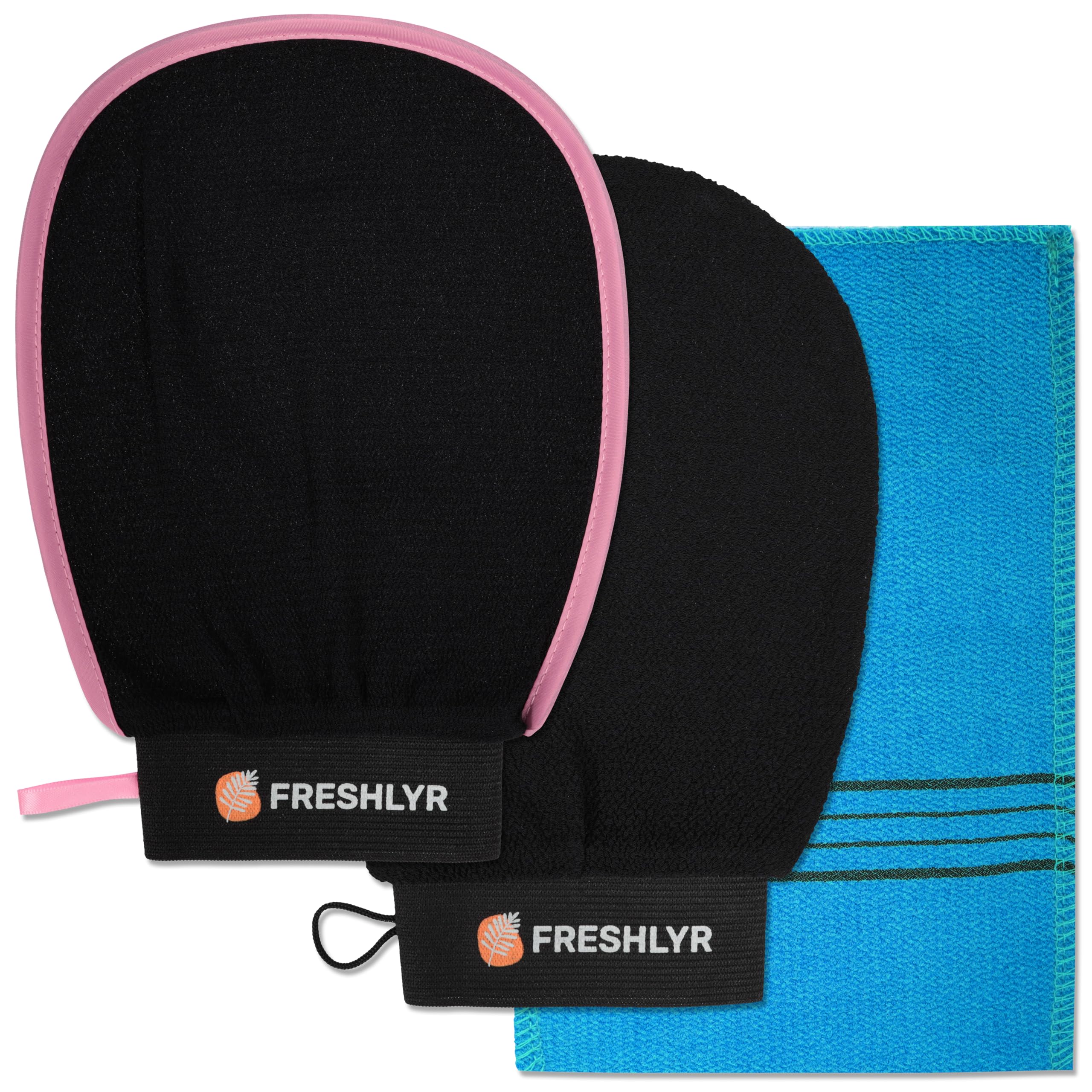 Exfoliating Gloves (3 Pcs) – Korean Body Scrubber Mitt for Shower & Bath, Deep Cleansing & Dead Skin Remover, Multi-Texture Exfoliator for Smooth & Glowing Skin
