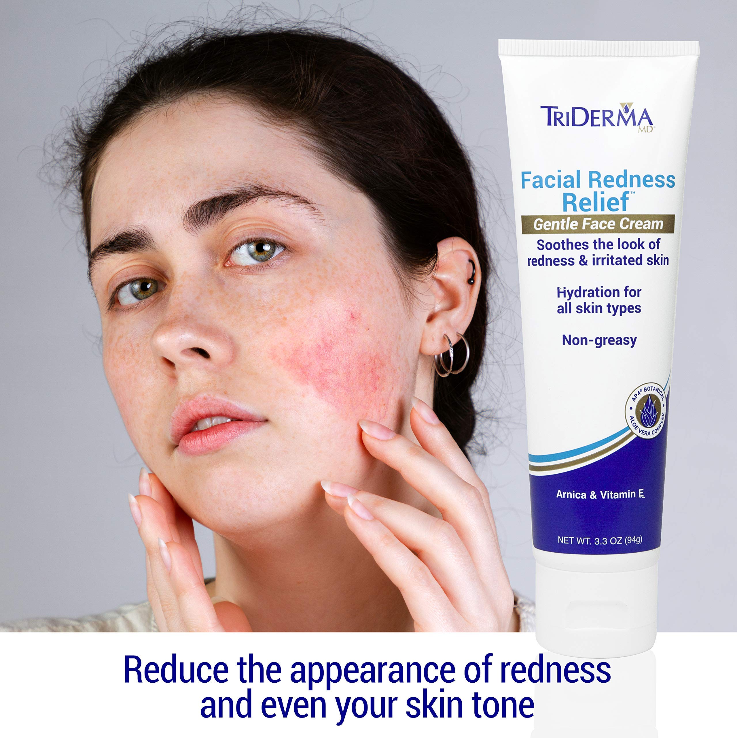 TriDerma Facial Redness Relief Gentle Face Cream (3.3 Ounces)