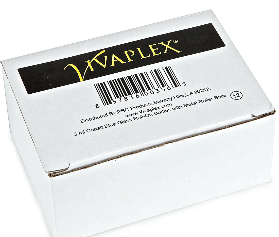 Vivaplex, 12, Cobalt Blue, 3 ml Glass Roll-on Bottles with Stainless Steel Roller Balls - Dropper included ...