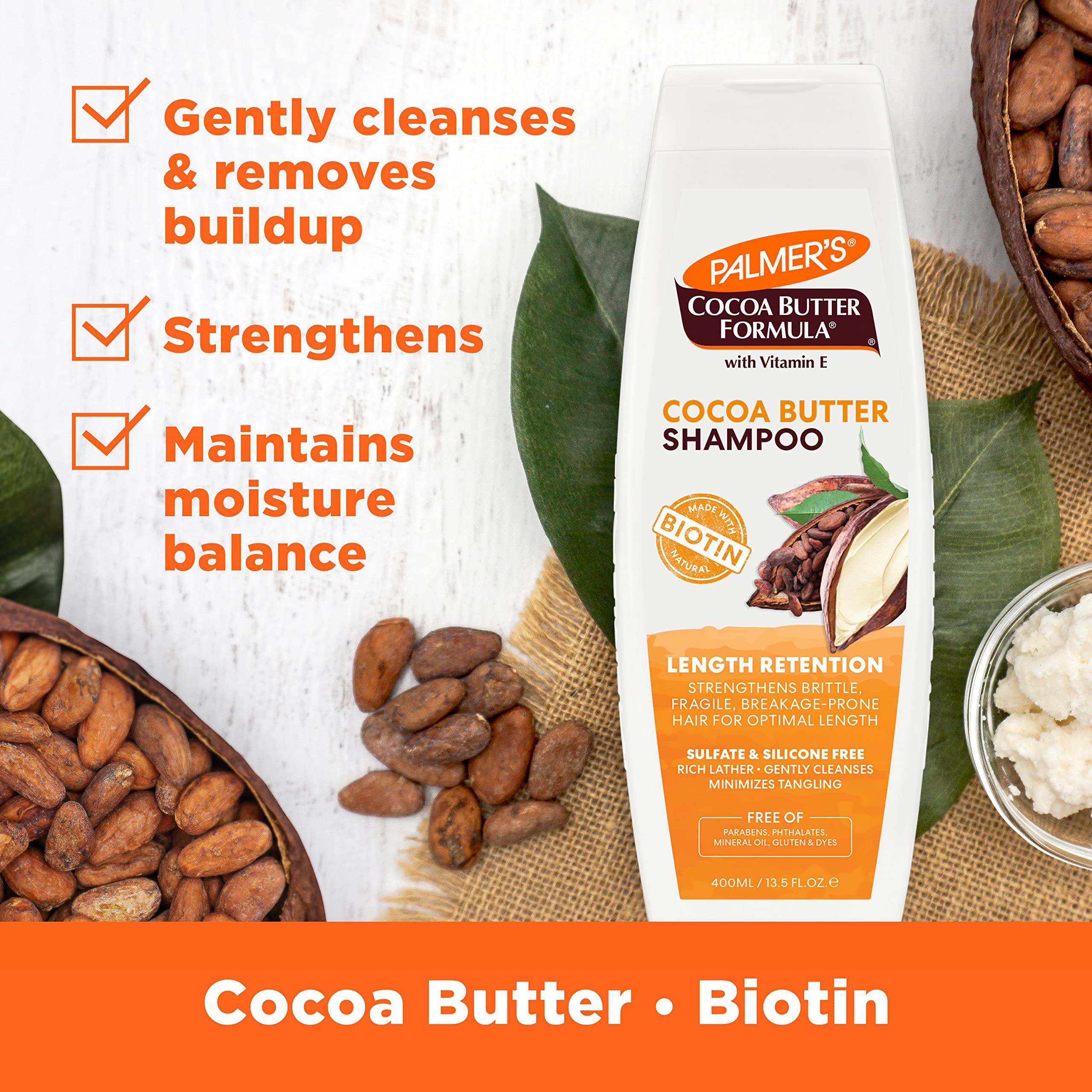 Palmer's Cocoa Butter Formula Biotin Length Retention Shampoo, 13.5 Fl Oz
