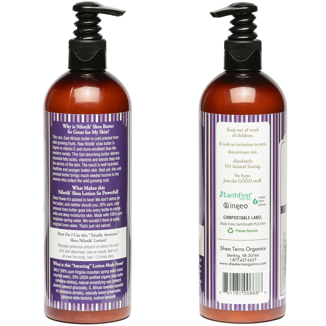 Shea Terra Organics Nilotik’ Shea Butter Ultra-Rich Lotion – S. African Lavender | Natural Daily Moisturizer that Offers Stress Relief & Skin Cell Rejuvenation with Antioxidants to Protect Skin– 16 oz