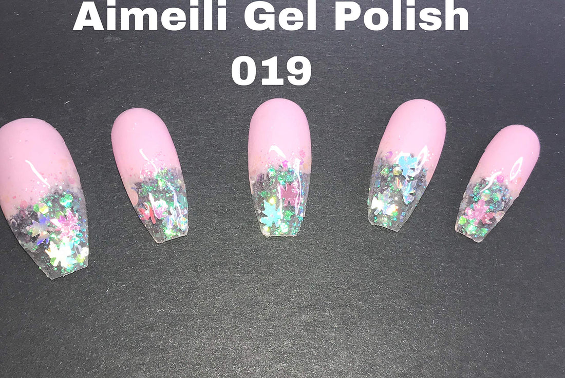 AIMEILI Soak Off U V LED Hema Free Pink Gel Nail Polish - Cake Pop (019) 10ml