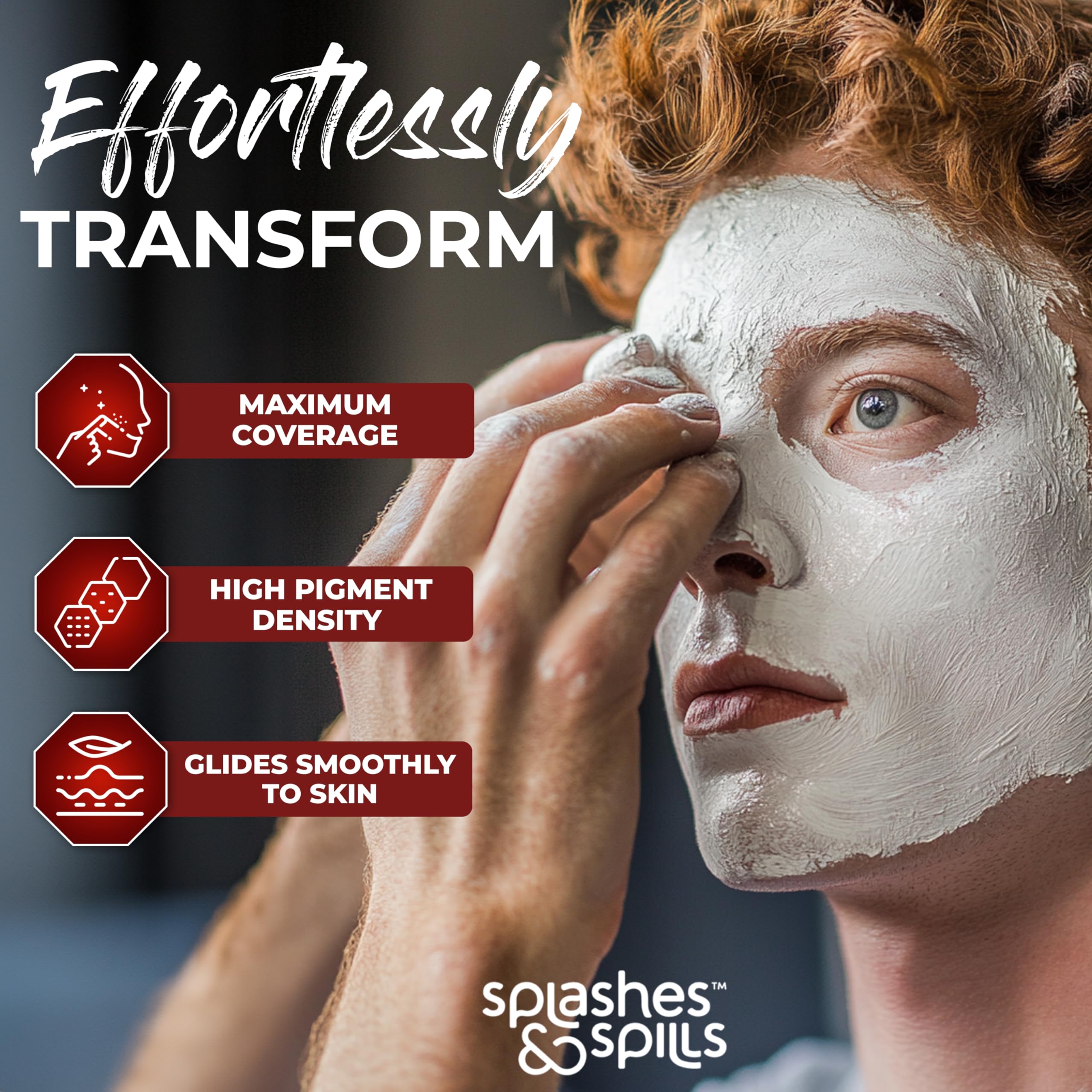 Face and Body Paint Cream - White, 30ml - Pretend Costume and Dress Up Makeup by Splashes & Spills