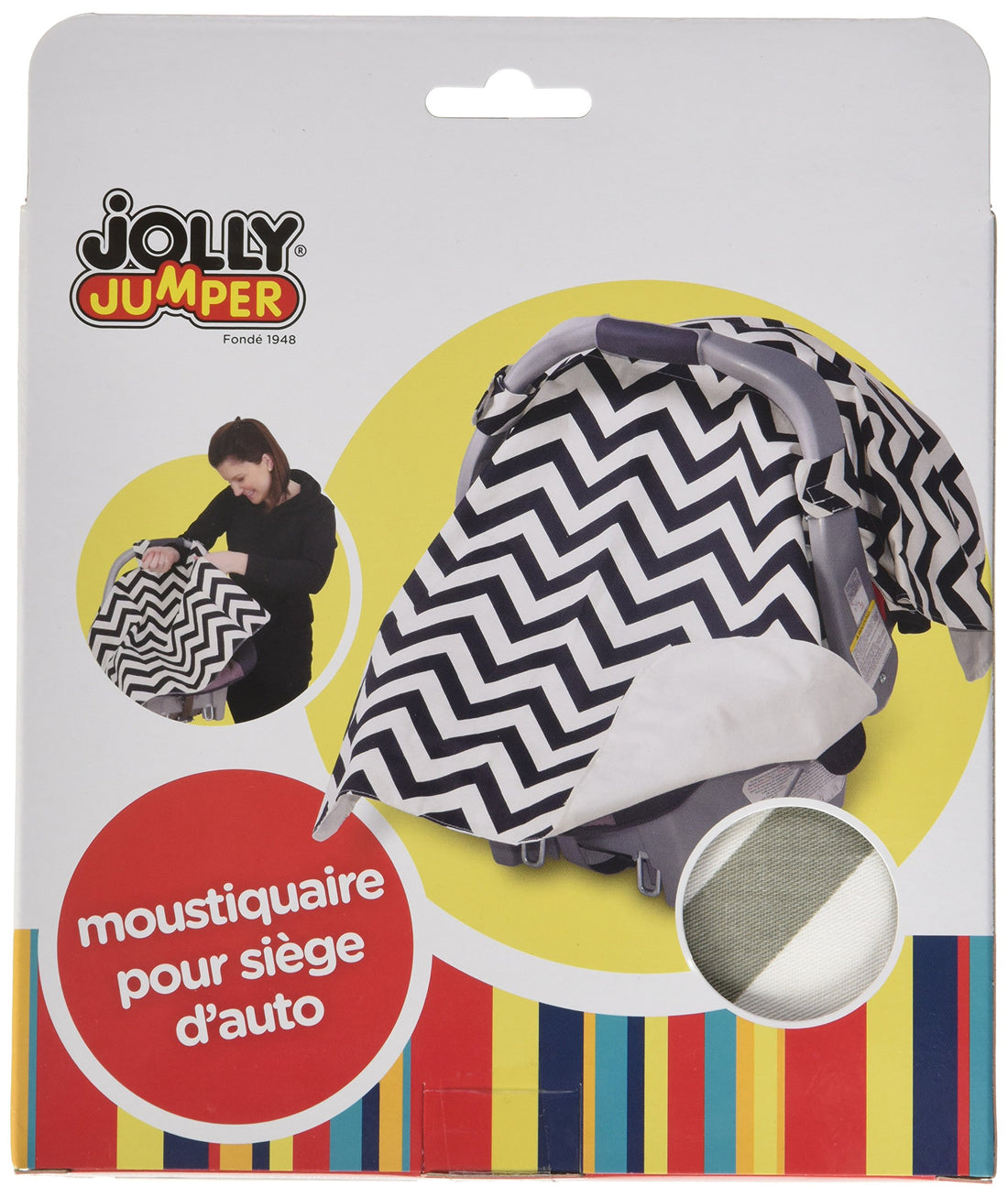Jolly Jumper Infant Car Seat Veil, Chevron Grey, One Size