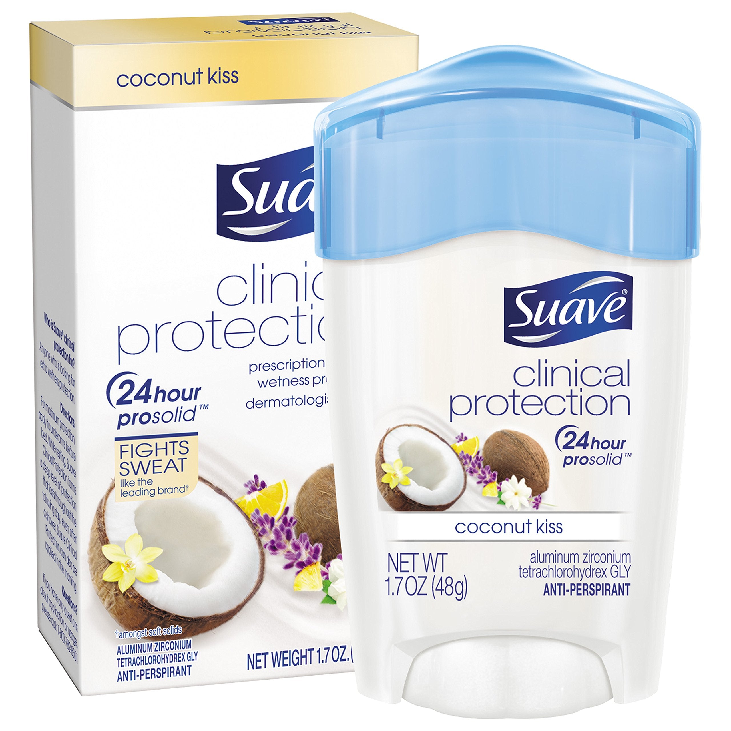 Suave Clinical Antiperspirant Deodorant, Coconut Kiss, 1.7 Ounce